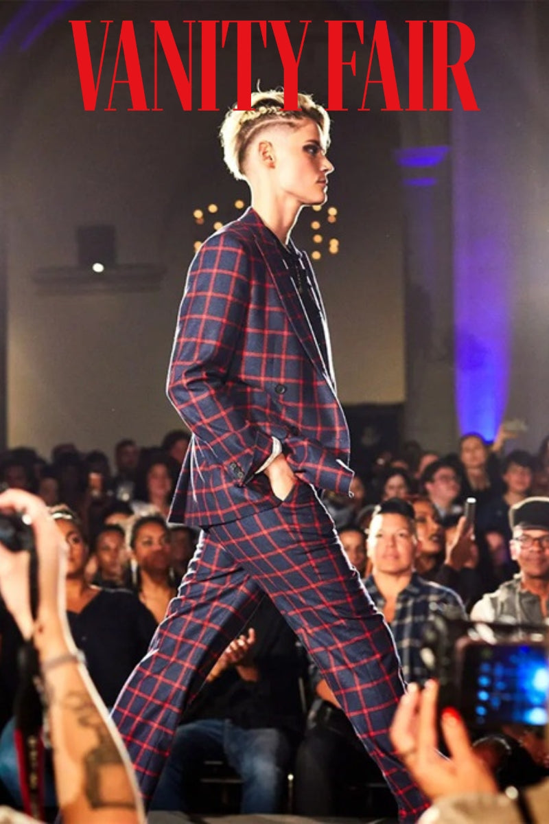 A model walks the runway in a look by The Tailory New York