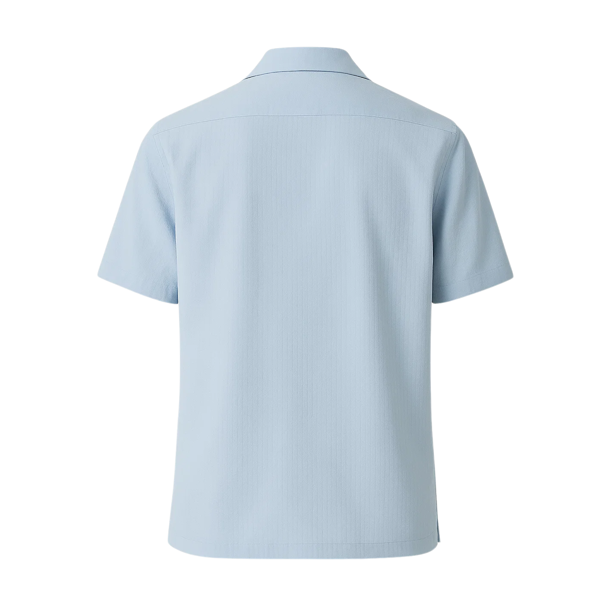 Men's Loro Piana Polo Grounds Blue Seersucker Camp Shirt