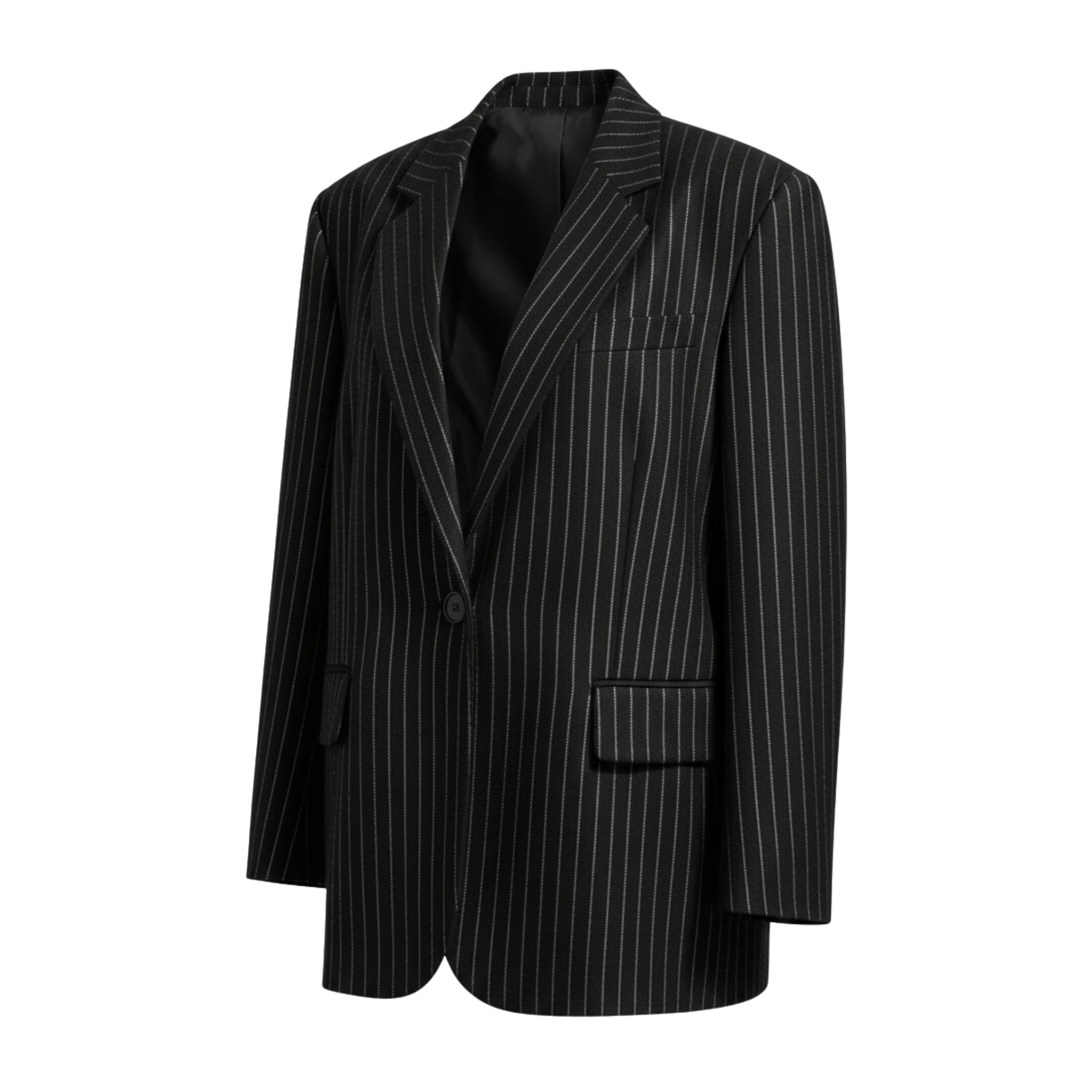 Black Pinstripe Oversized Blazer