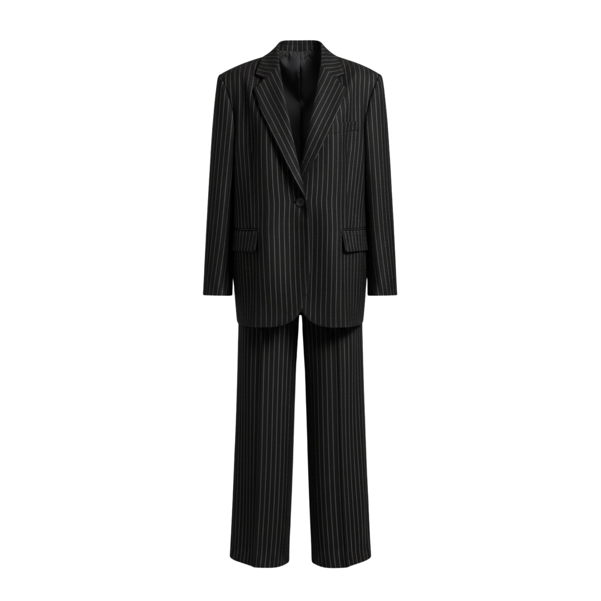 Black Pinstripe Oversized Suit Set