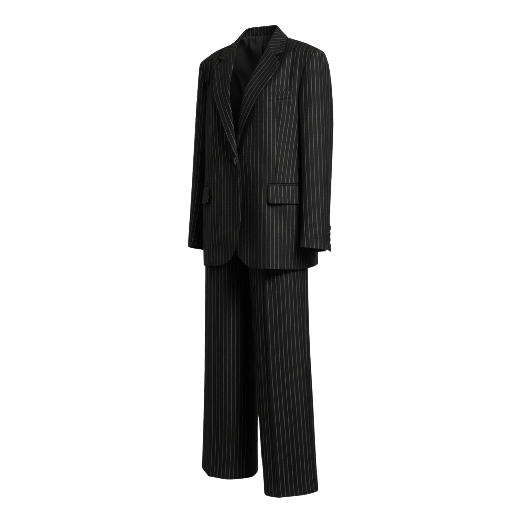 Black Pinstripe Oversized Suit Set