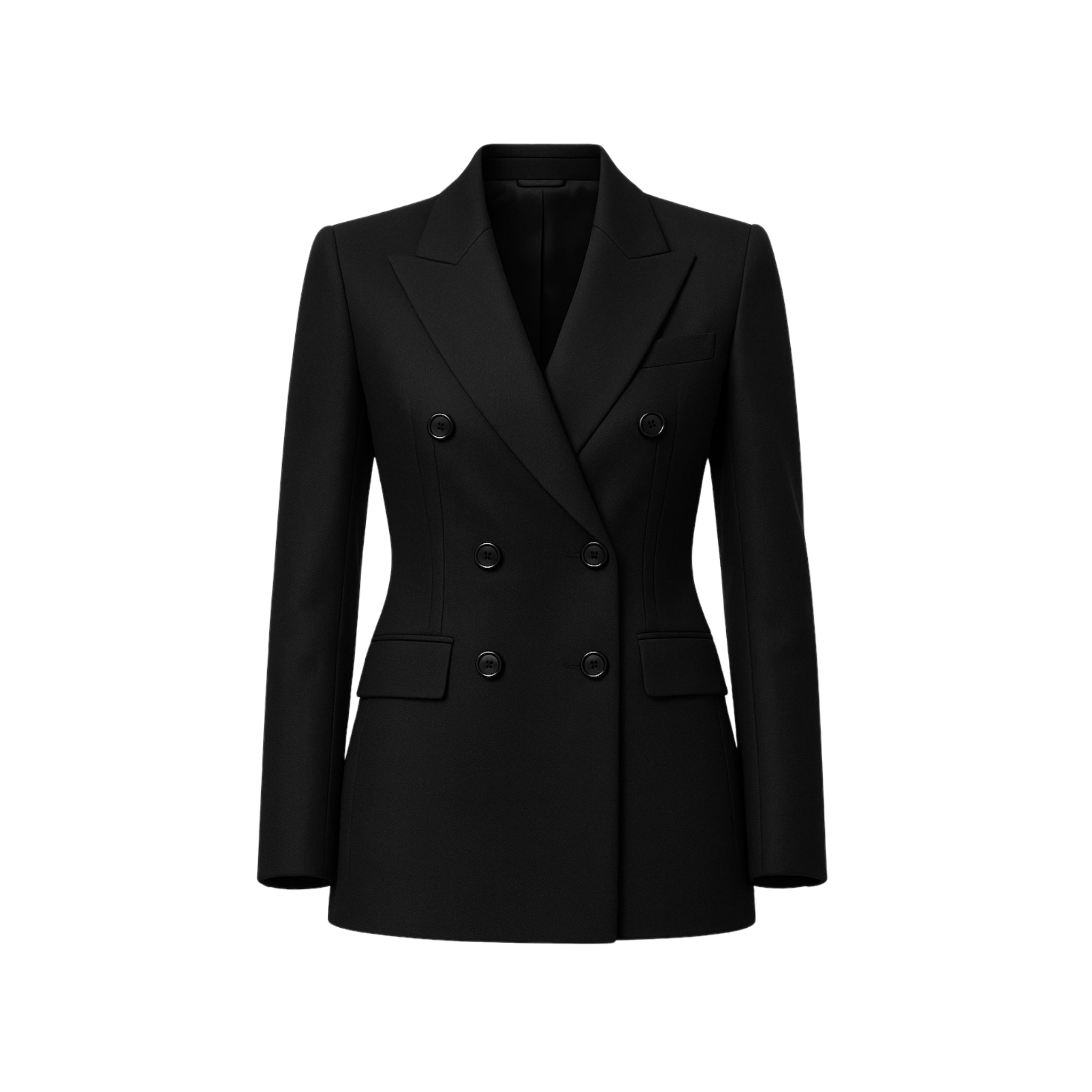 Feminine Fit Women's Double Breasted Wool Jacket in Jet Black