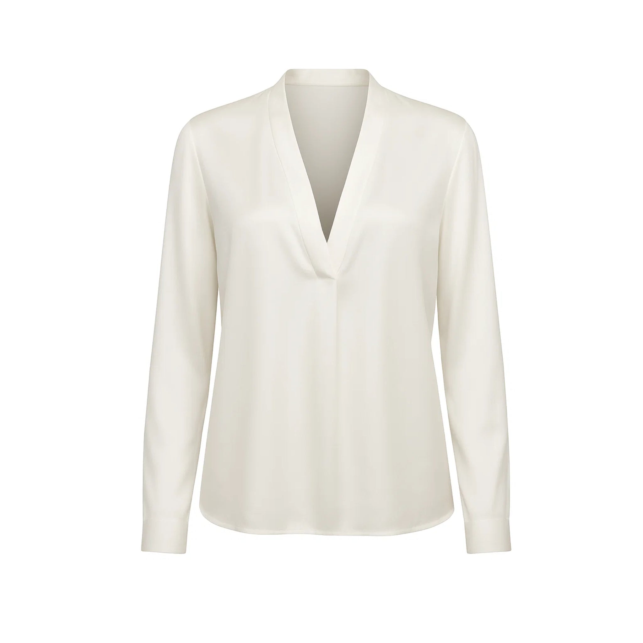 White Silk V-Neck Blouse