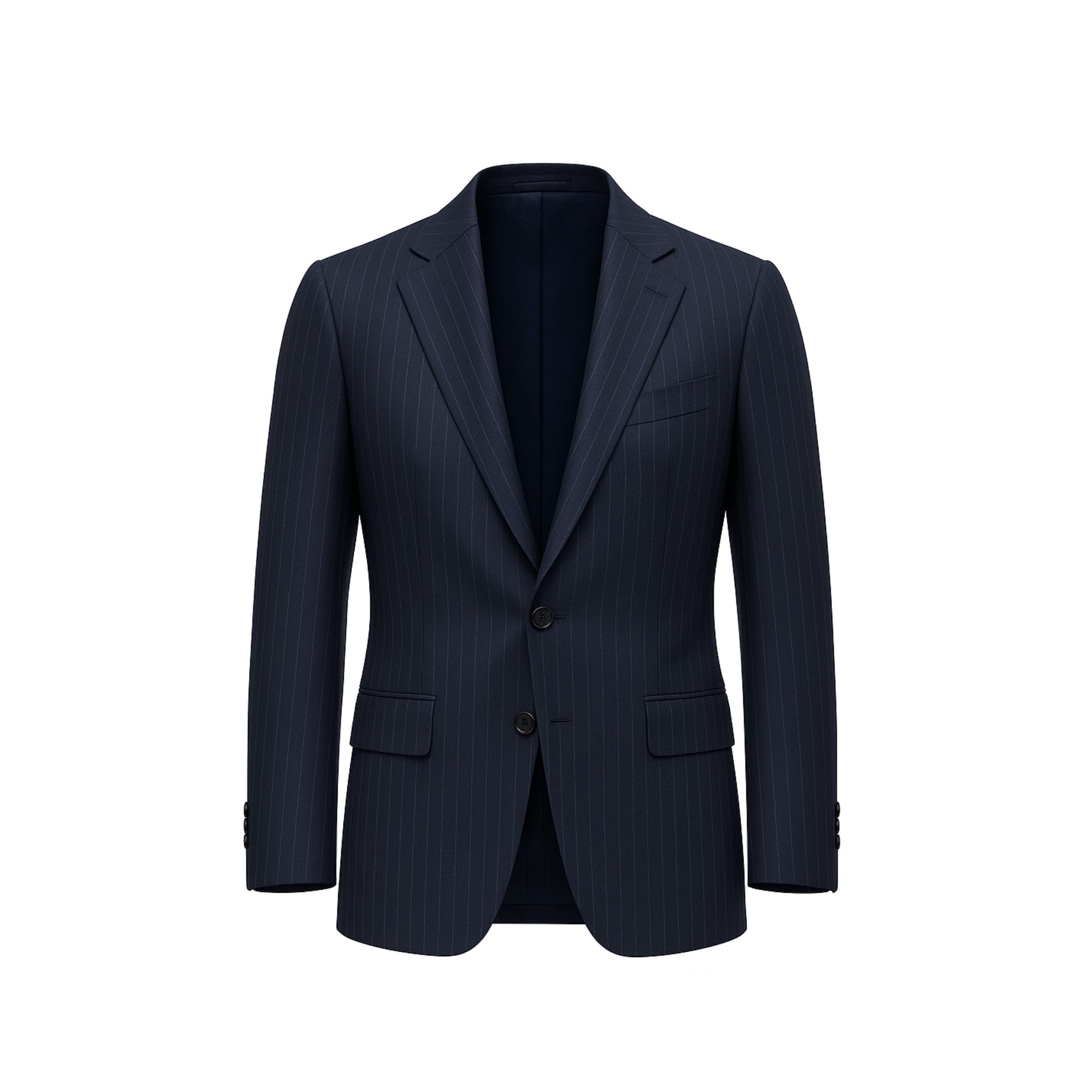 Men’s Navy Pinstripe Wool Blazer
