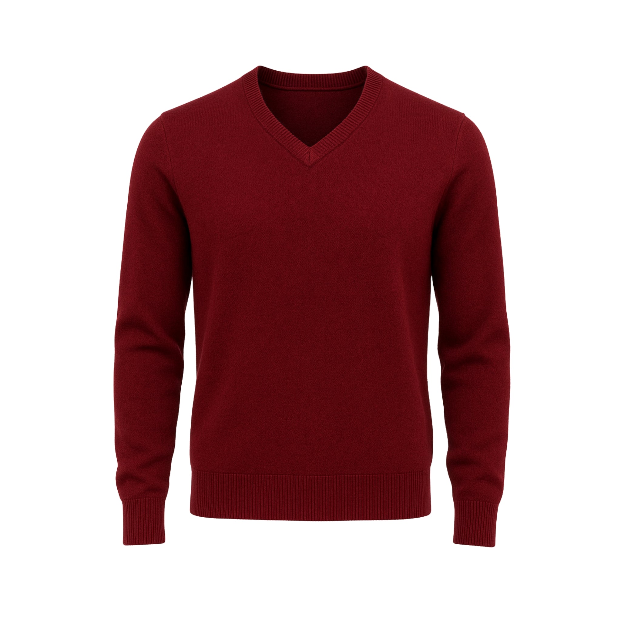 Men’s Burgundy Cashmere V-Neck Sweater