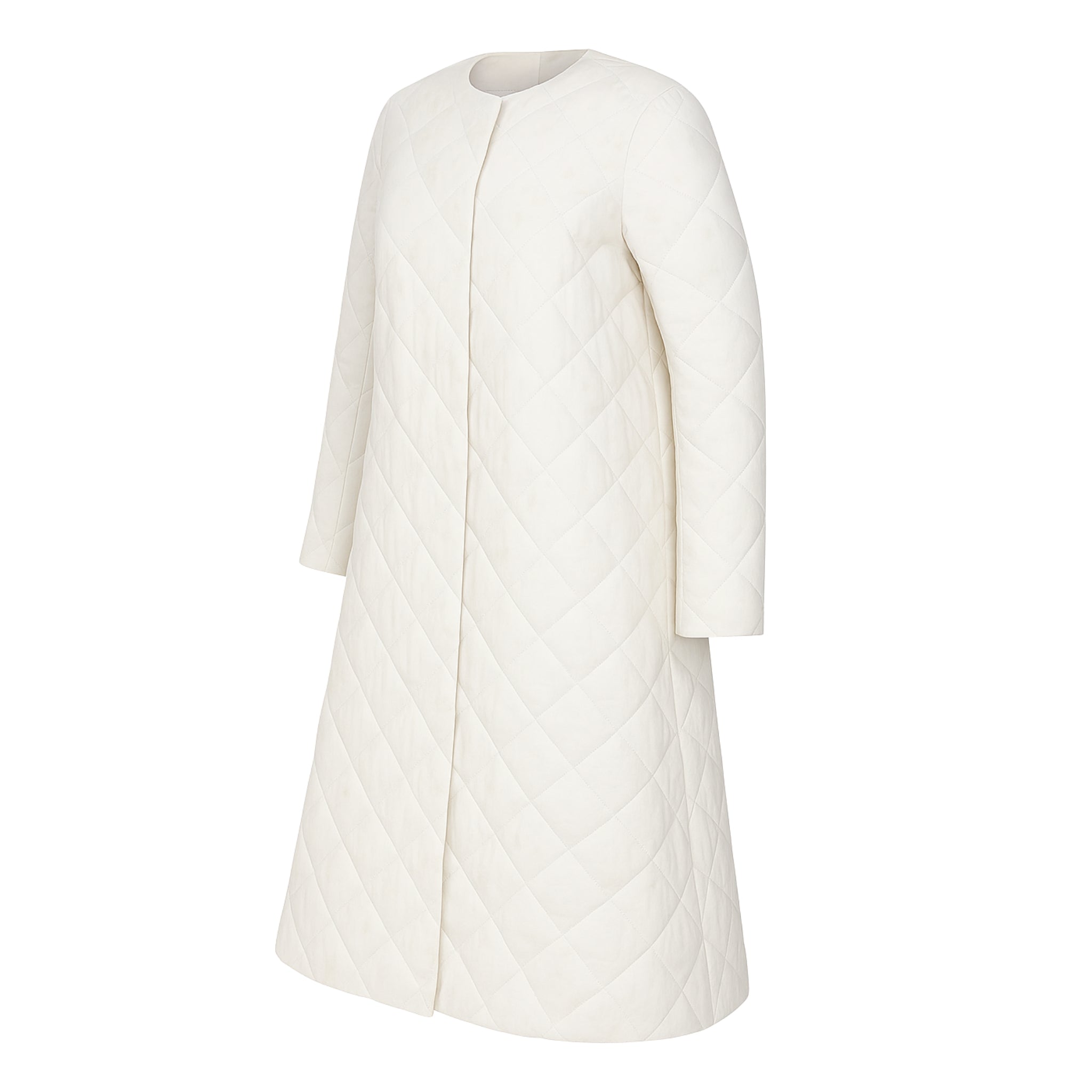 Ivory Loro Piana Lotus Print Quilted Puffer Coat