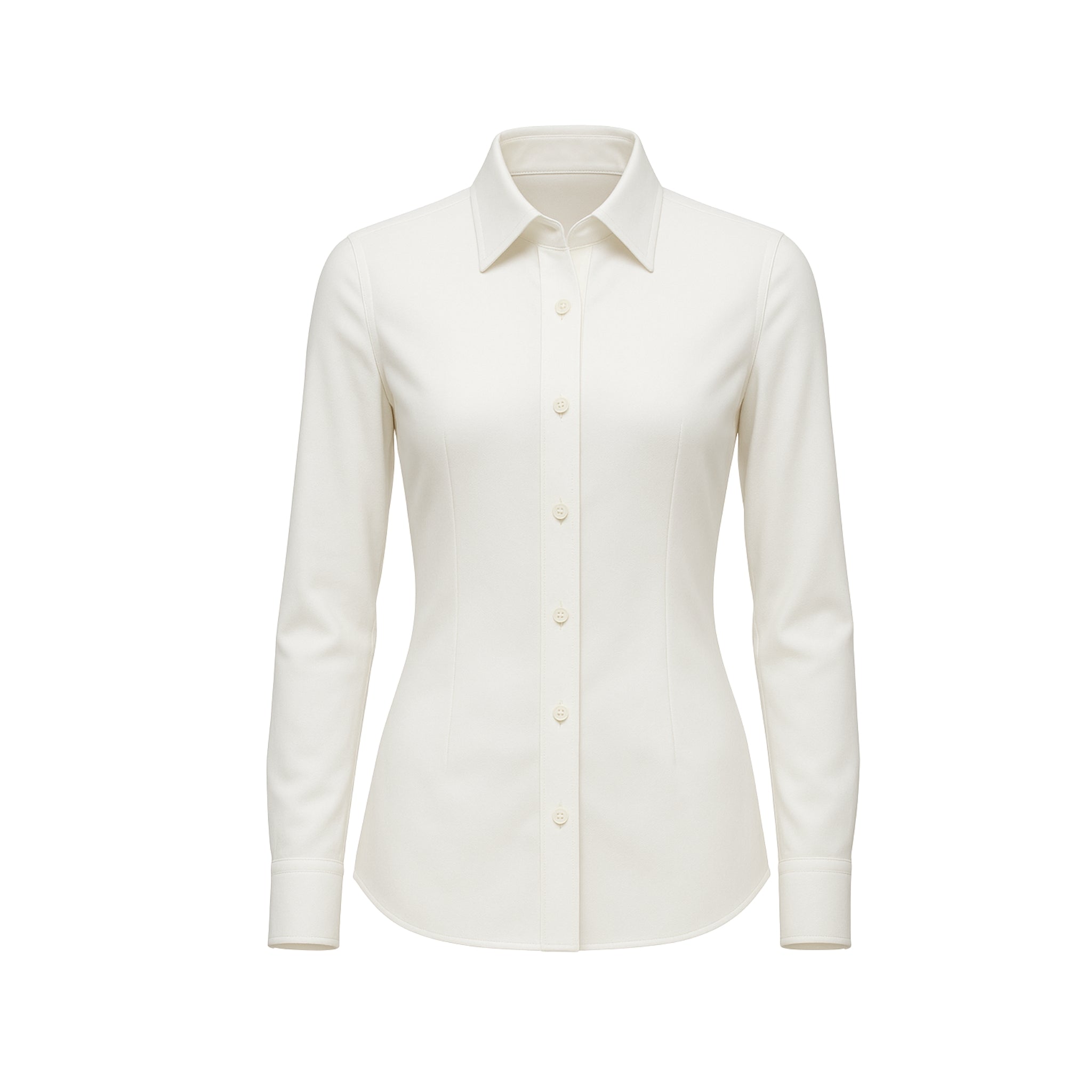 Feminine Fit Everyday Fitted Wool Shirt in Classic White