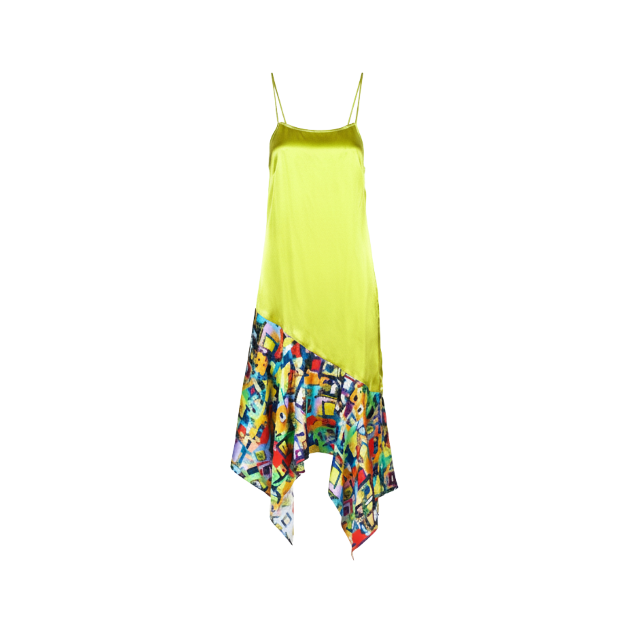 Yellow Asymmetrical Silk Slip Dress