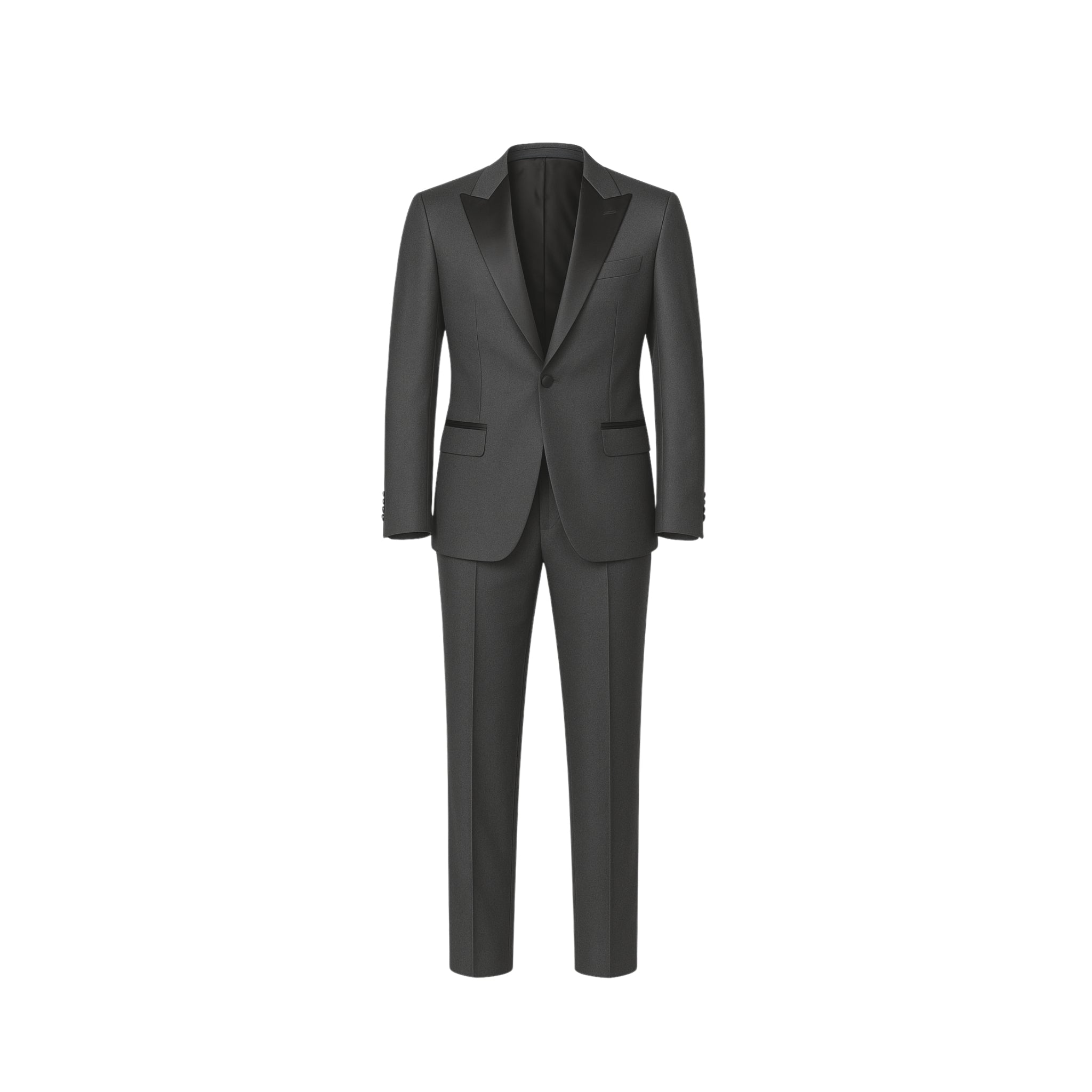 Classic Men's Peak Lapel Wool Tuxedo in Charcoal Gray