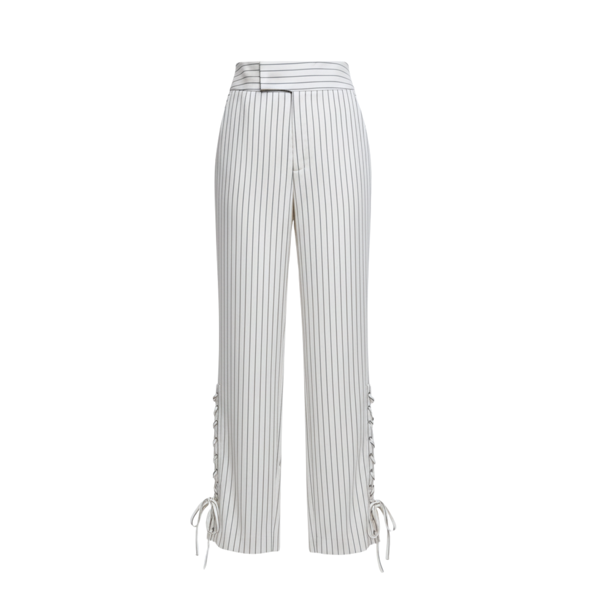 Cream Wool Straight Trousers | High-Waisted Cut