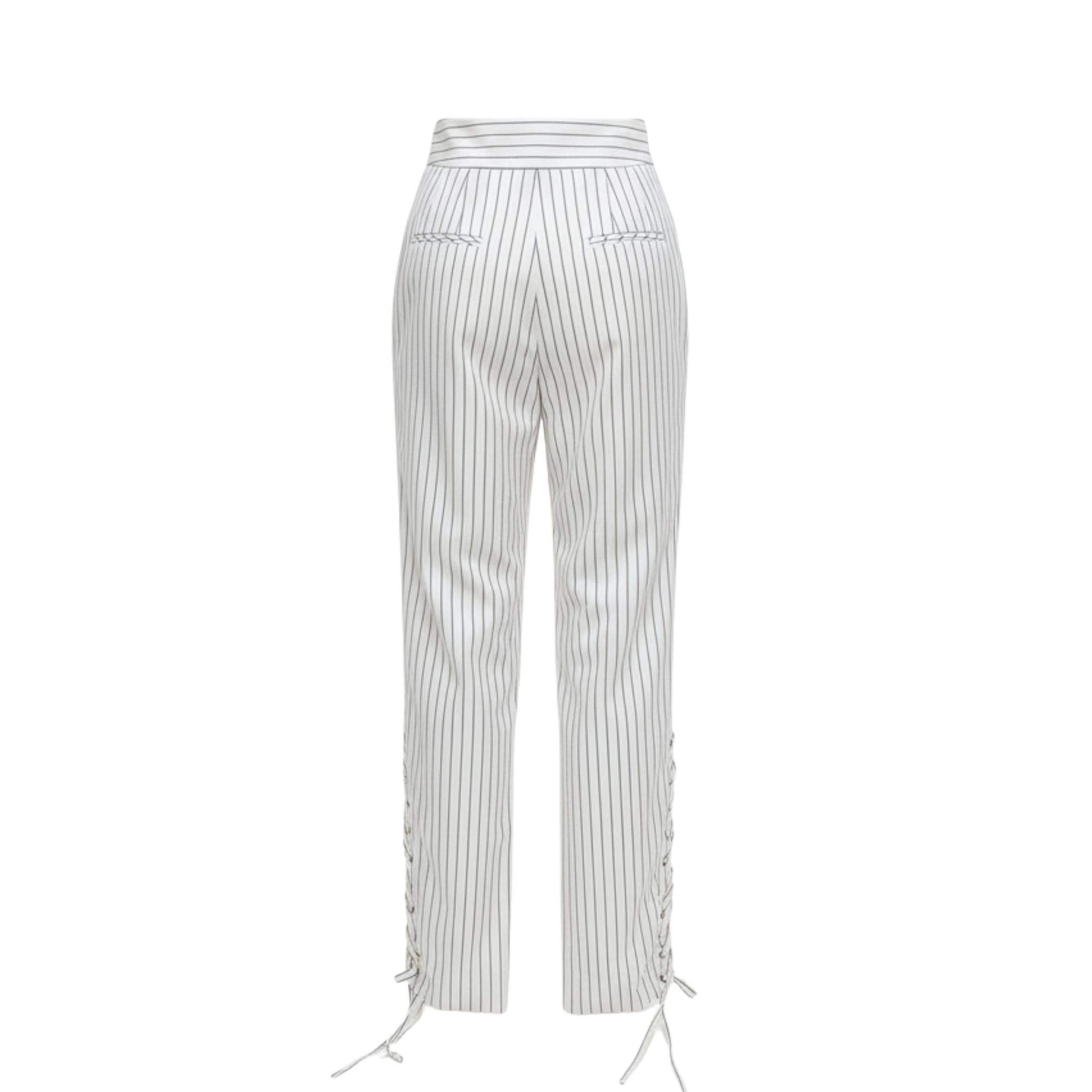 Cream Wool Straight Trousers | High-Waisted Cut