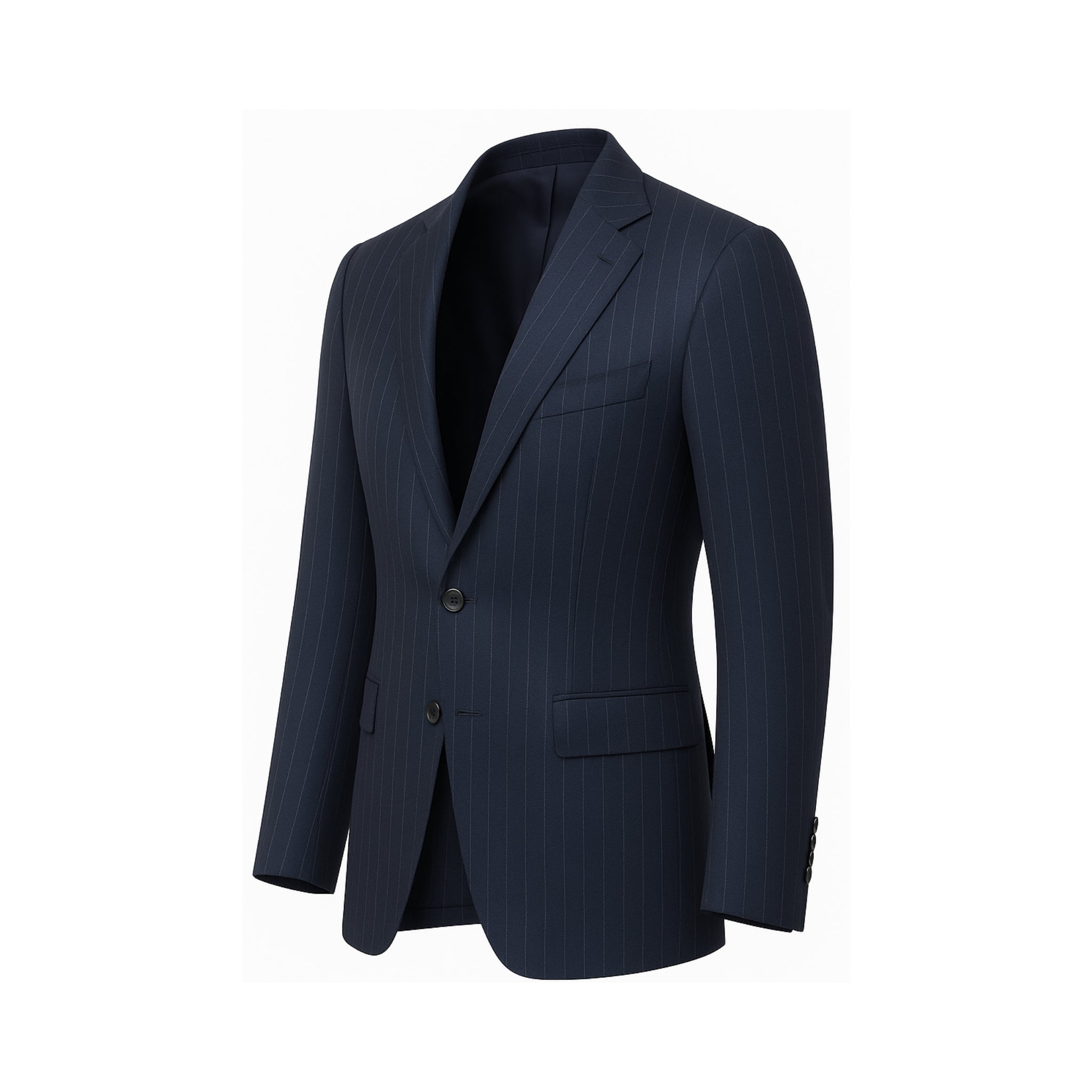 Men’s Navy Pinstripe Wool Blazer