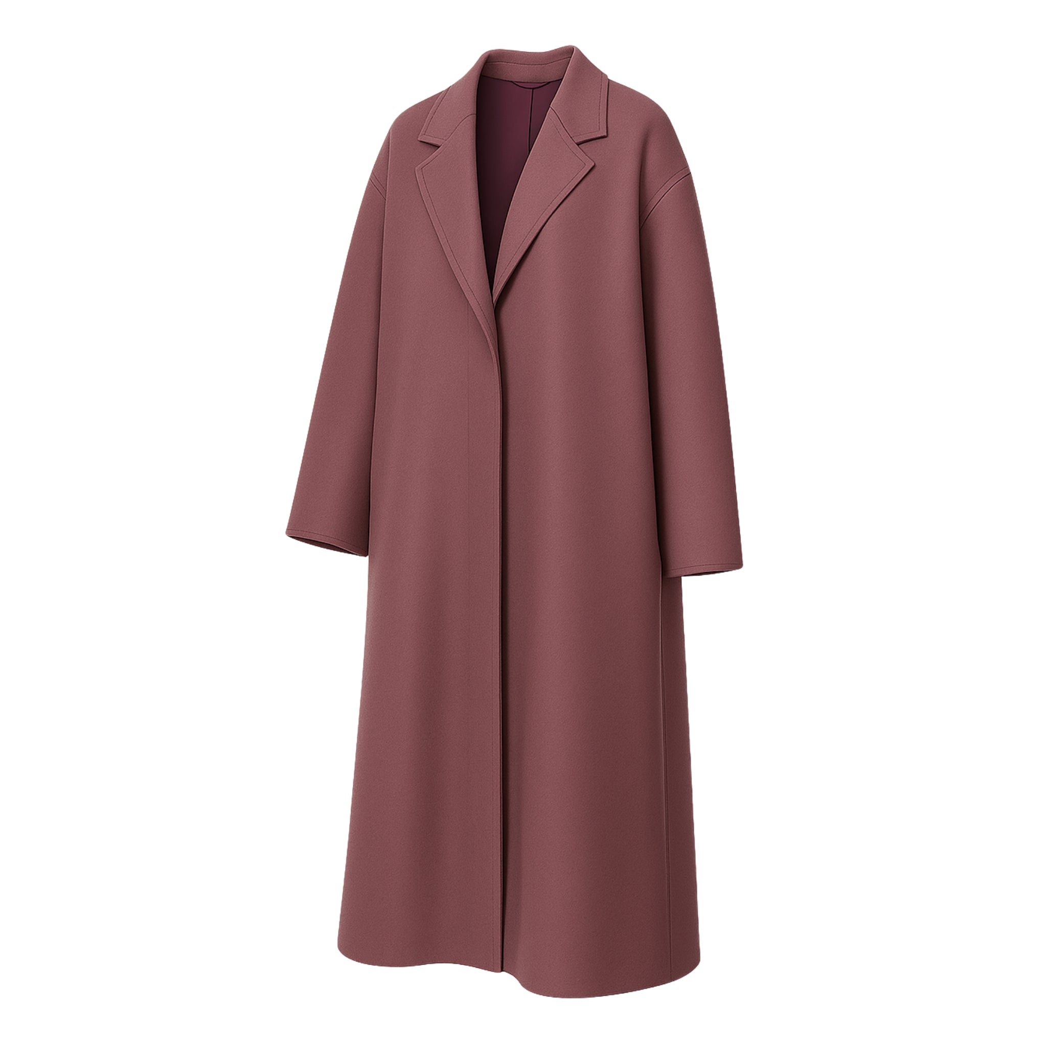 Muted Plum Loro Piana Oversized Single-Breasted Wool Coat