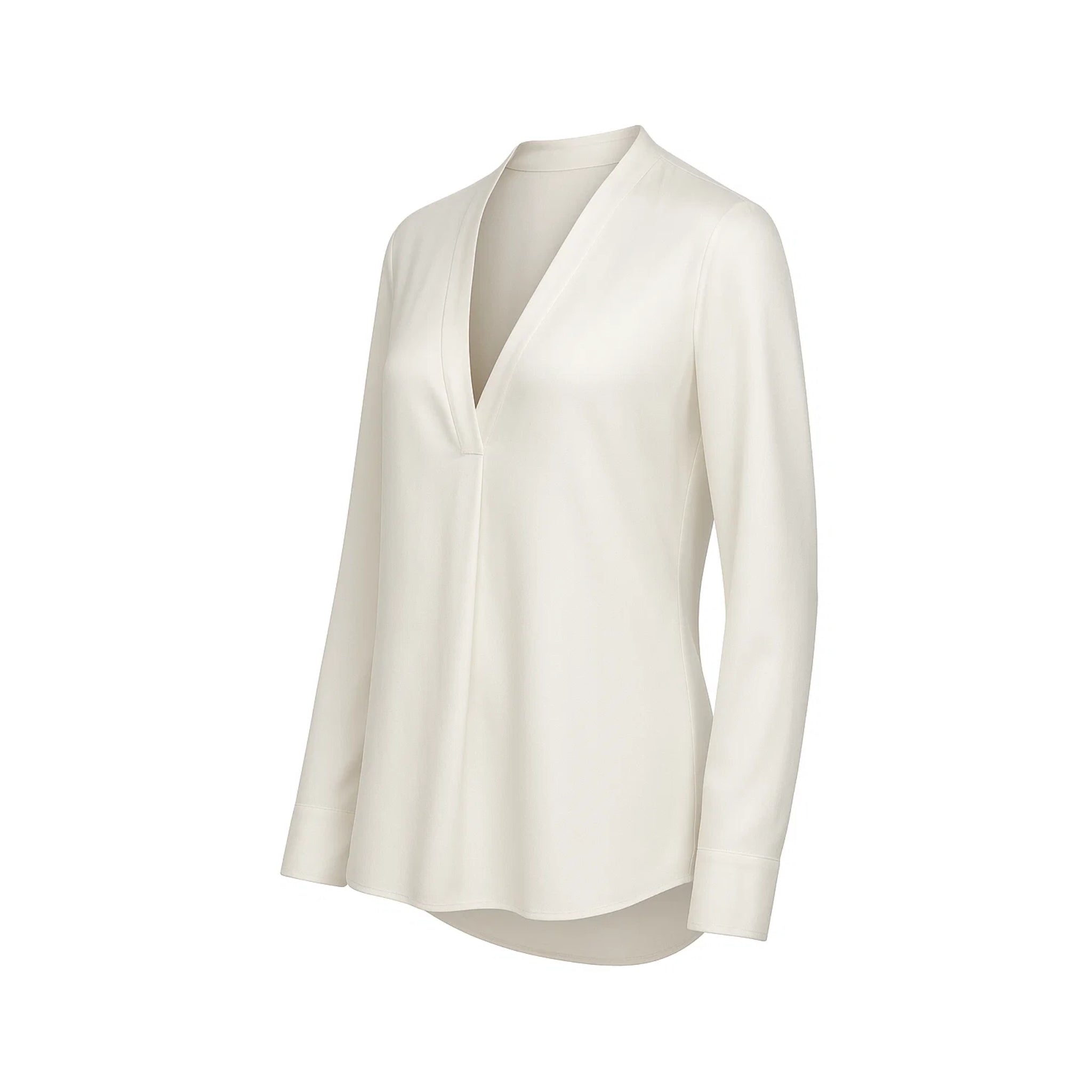 White Silk V-Neck Blouse