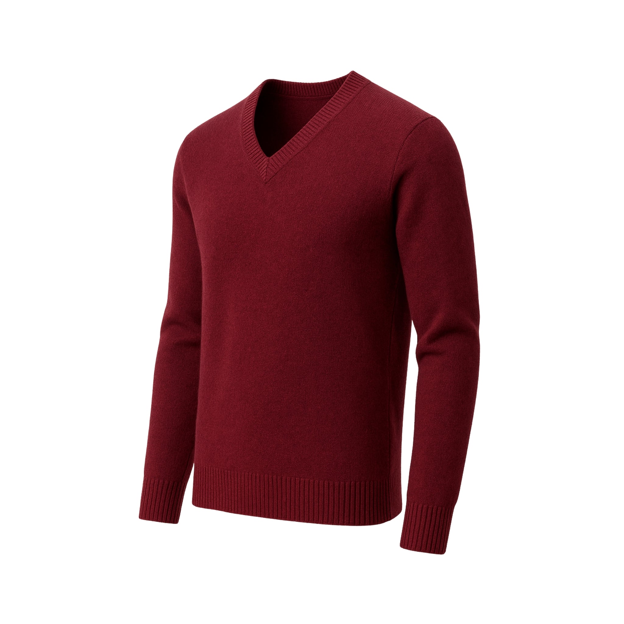 Men’s Burgundy Cashmere V-Neck Sweater