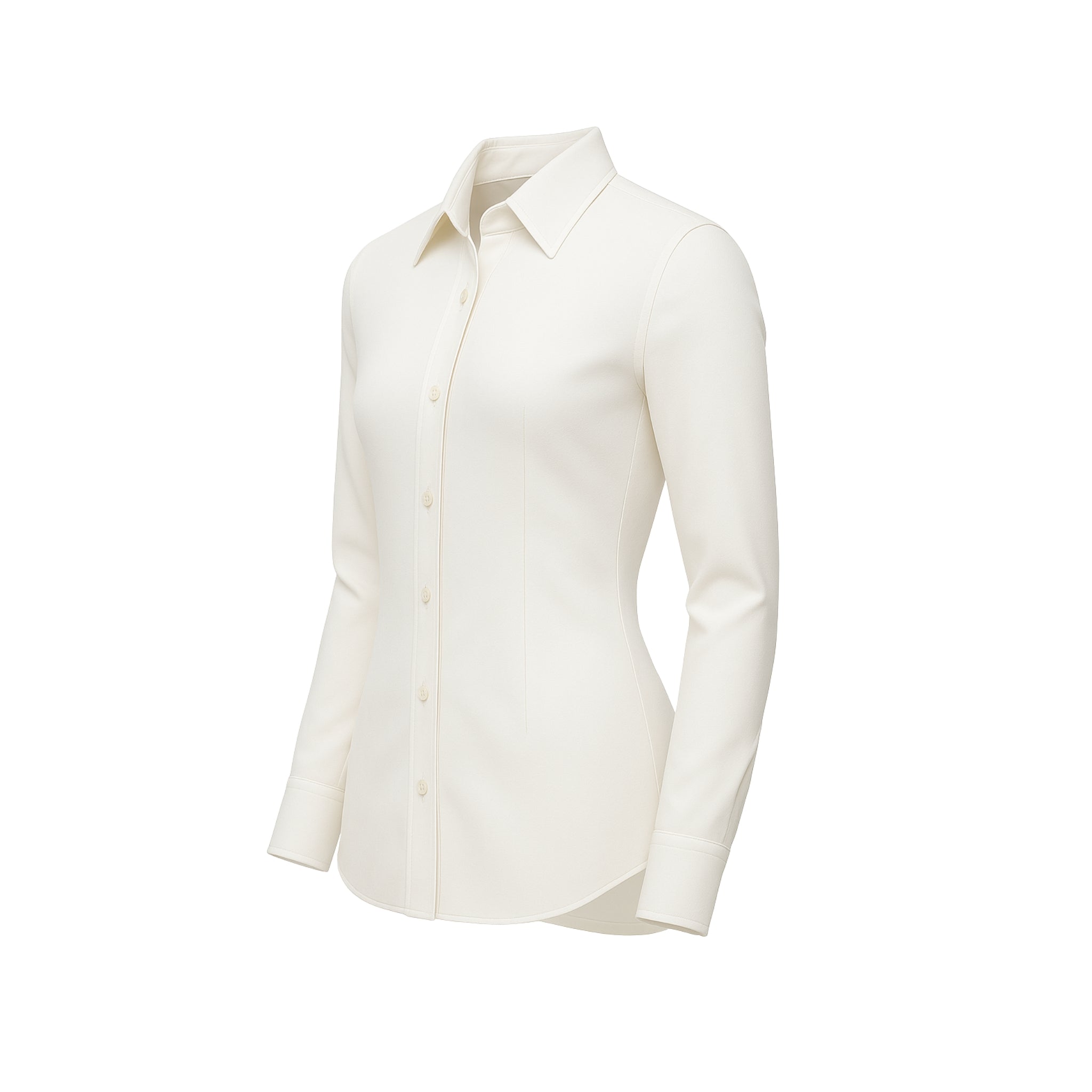 Feminine Fit Everyday Fitted Wool Shirt in Classic White