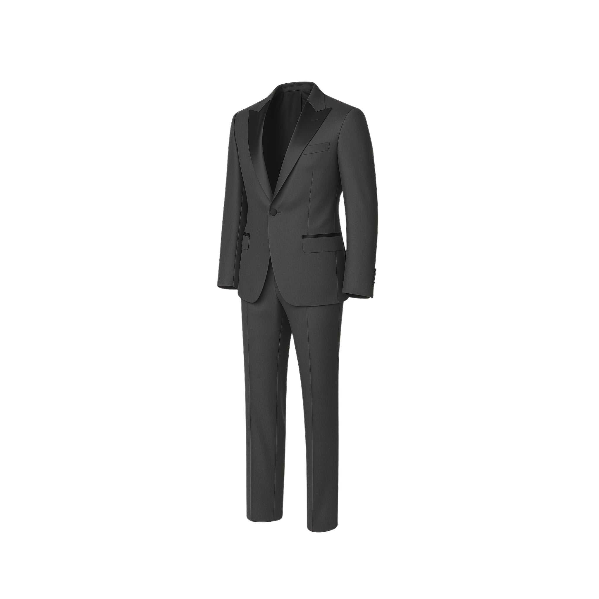 Classic Men's Peak Lapel Wool Tuxedo in Charcoal Gray