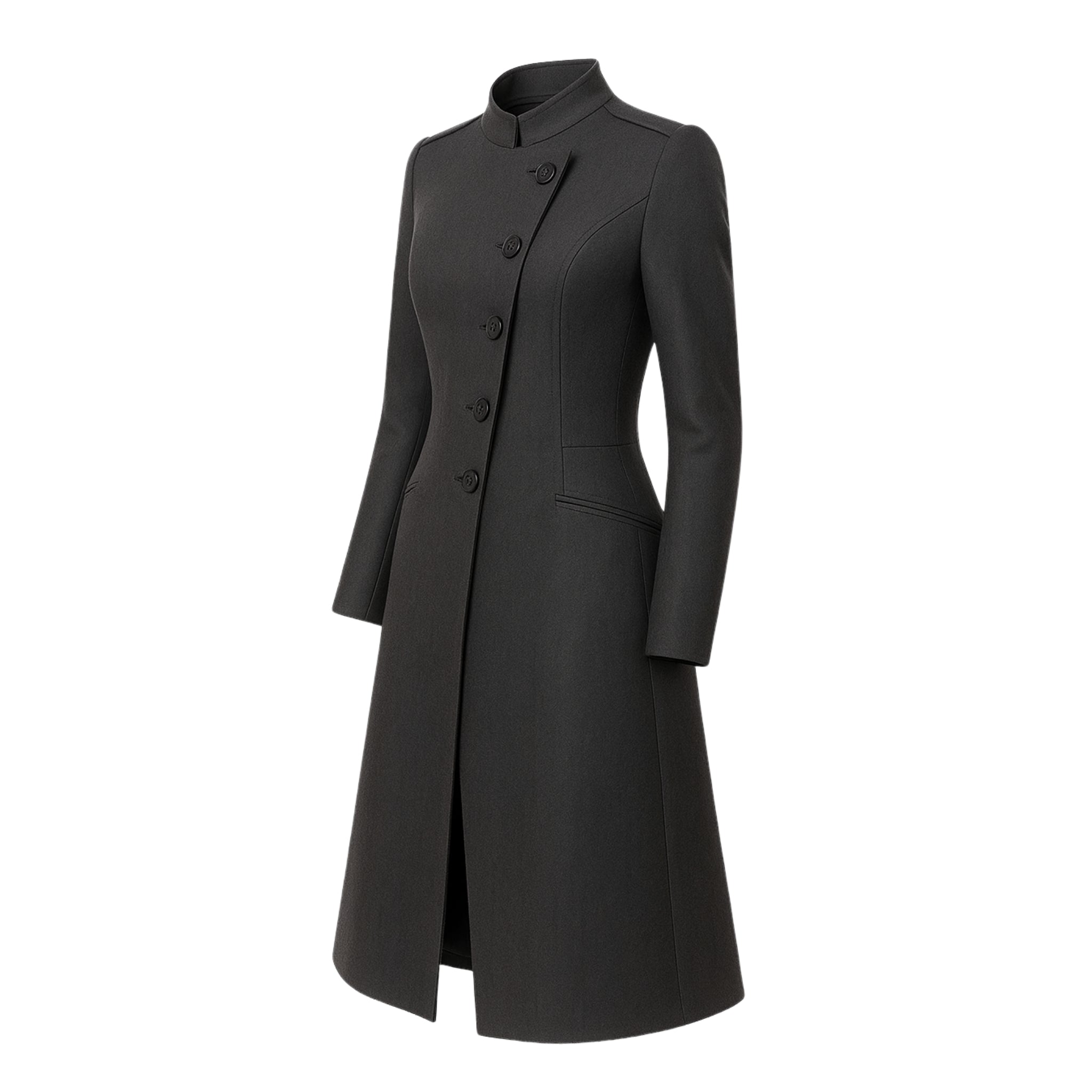 Charcoal Loro Piana Deconstructed Military Double-Breasted Coat
