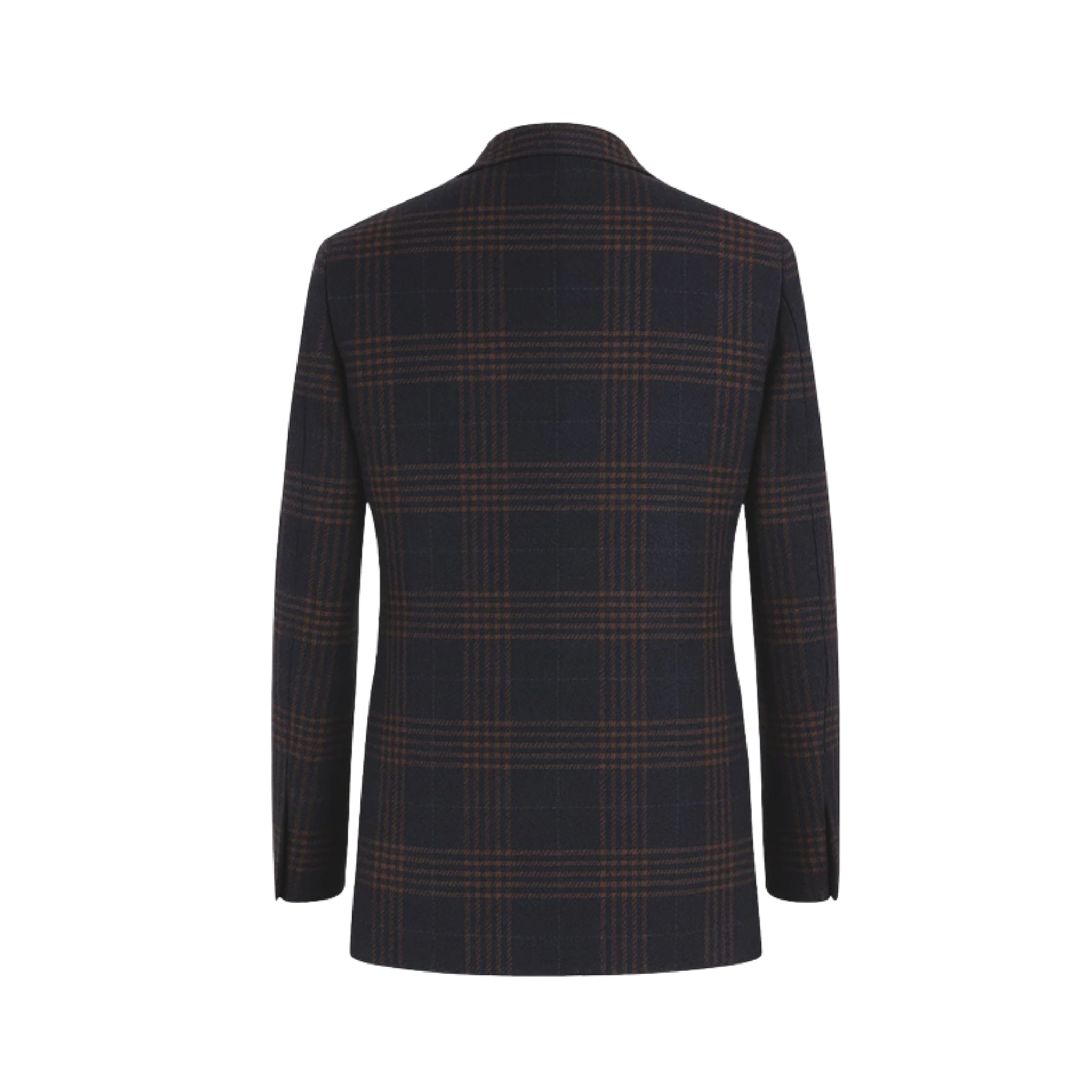 The Bosco Navy Brown Blazer | Peak Lapel Half-Canvas | Modern Fit