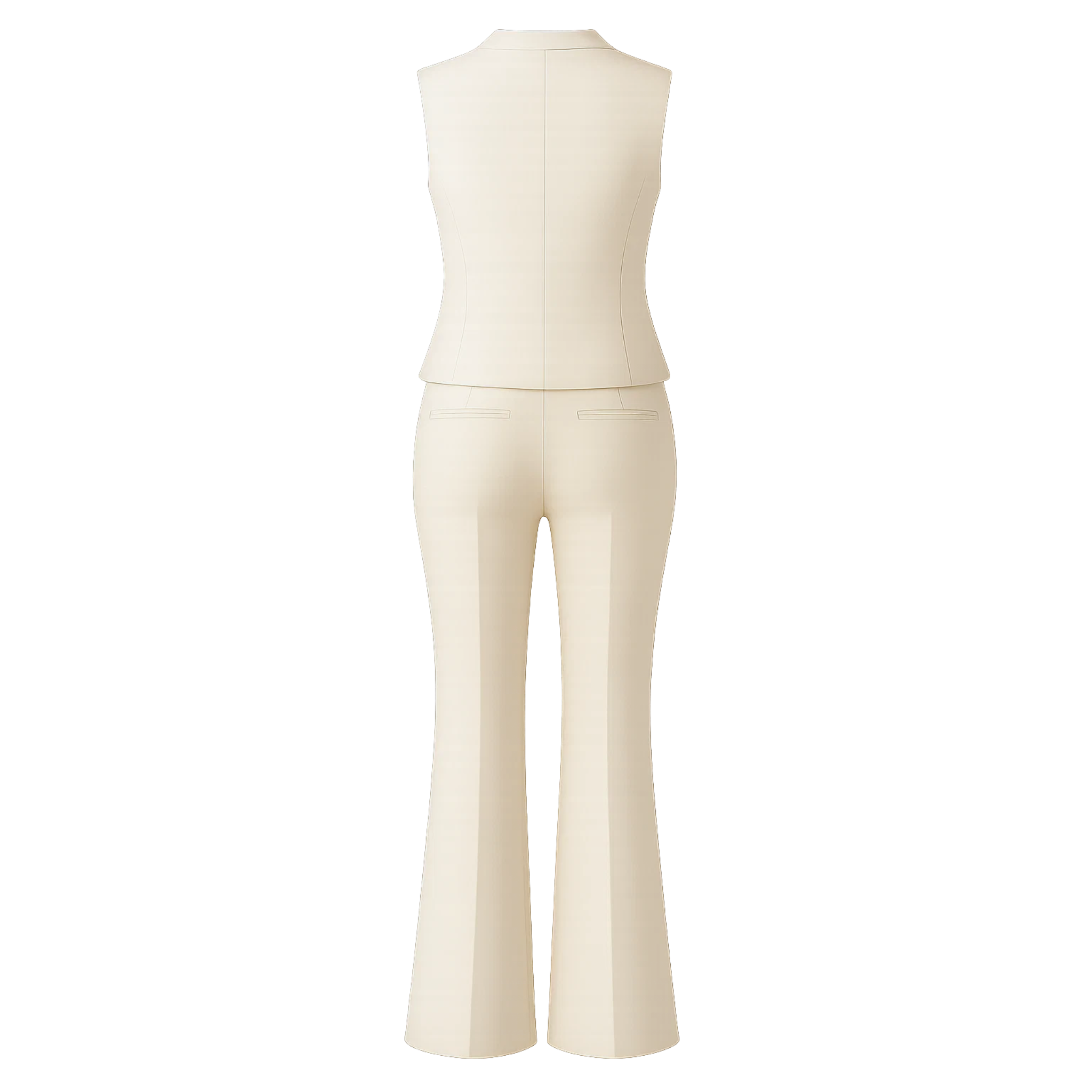 Women's Cream Loro Piana Vest Flare Pants Suit Set