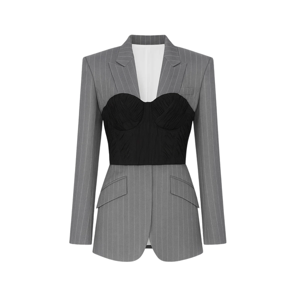 Pinstripe Sculpted Corset Blazer