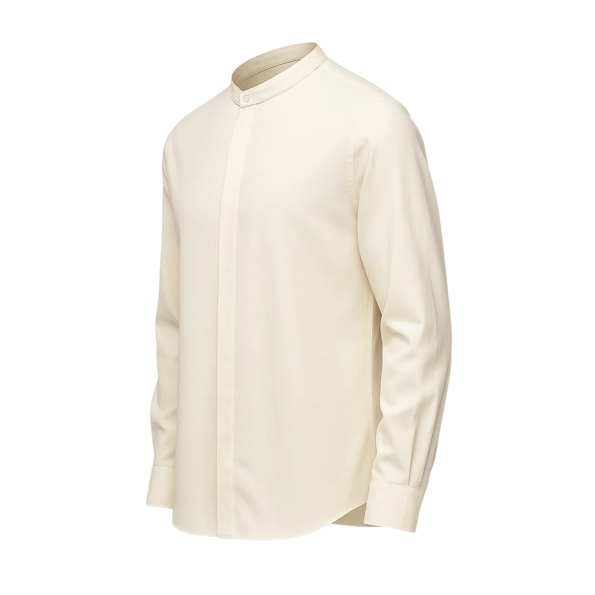 Men's Loro Piana Garden Party Cream Band Collar Shirt