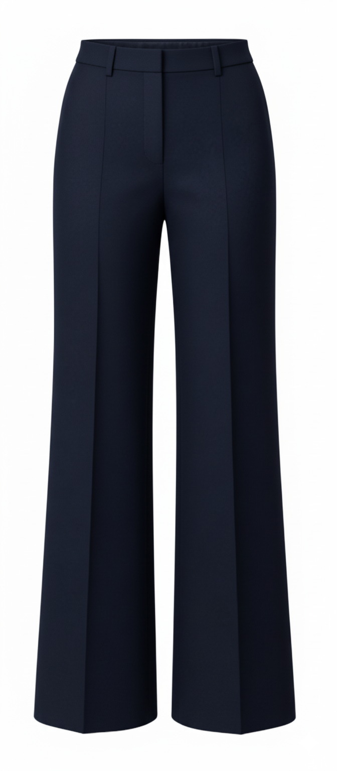 Women's Midnight Blue Wide-Leg Wool Trousers