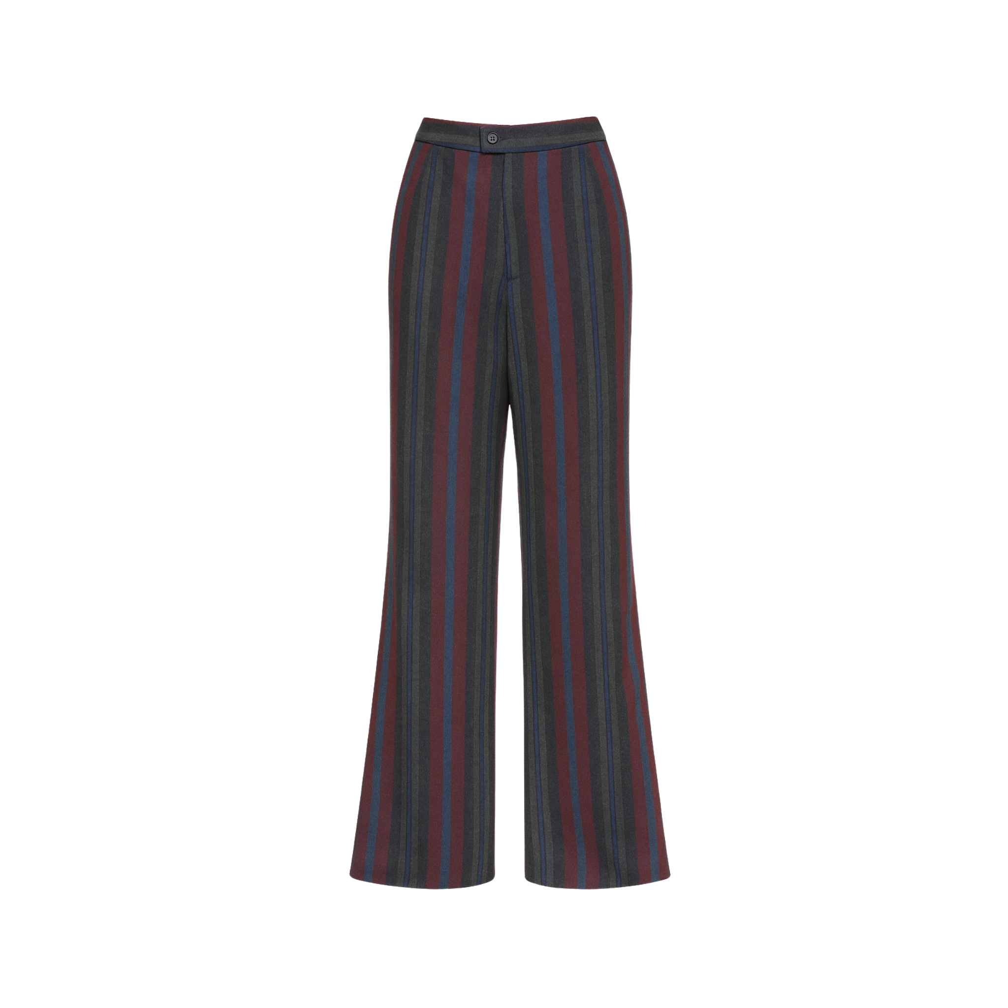 SAMPLE SALE | Multicolor Flannel Striped Wide-Leg Trousers with High Waist