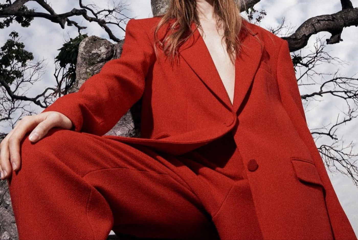Red Suit in Park