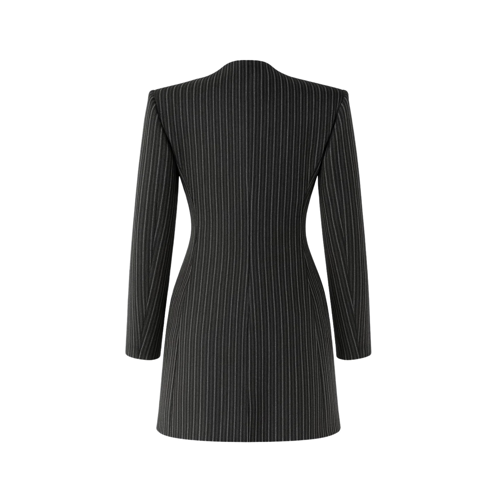 Tailory black tailored pinstripe blazer dress back view
