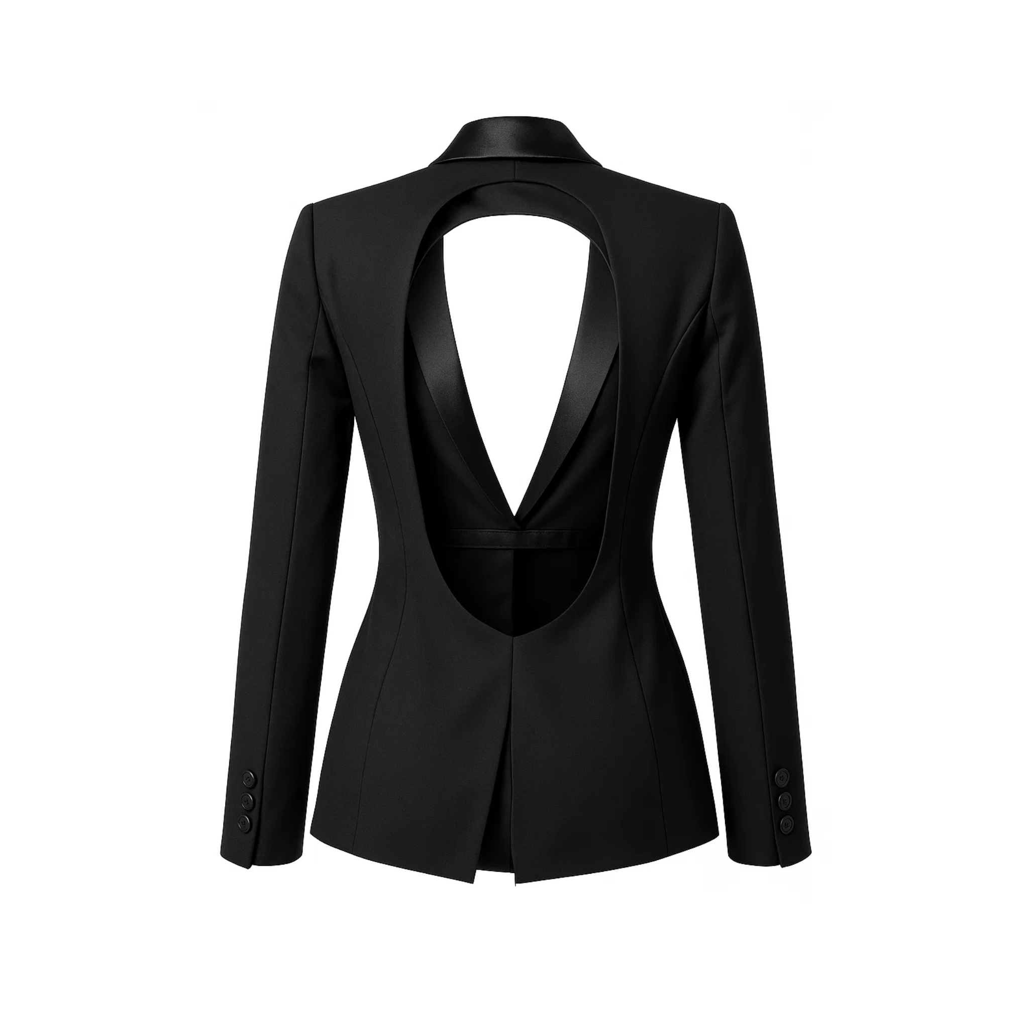 Tailory black tailored blazer with dramatic cutout back view