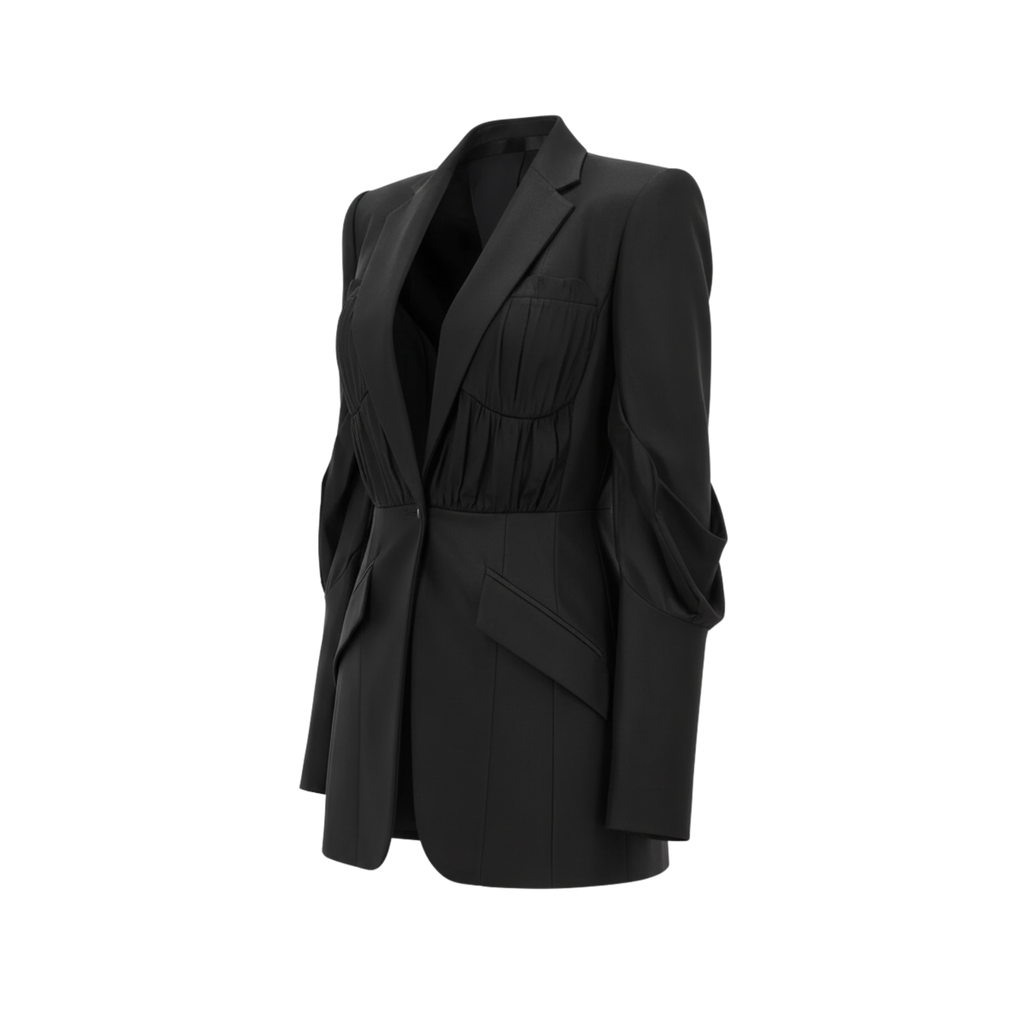 Tailory black structured blazer with gathered sleeve detail
