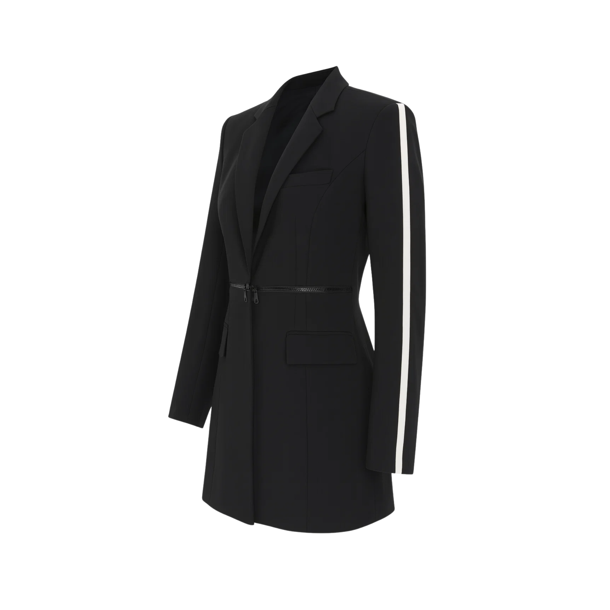 Tailory black belted blazer with zip hem side view