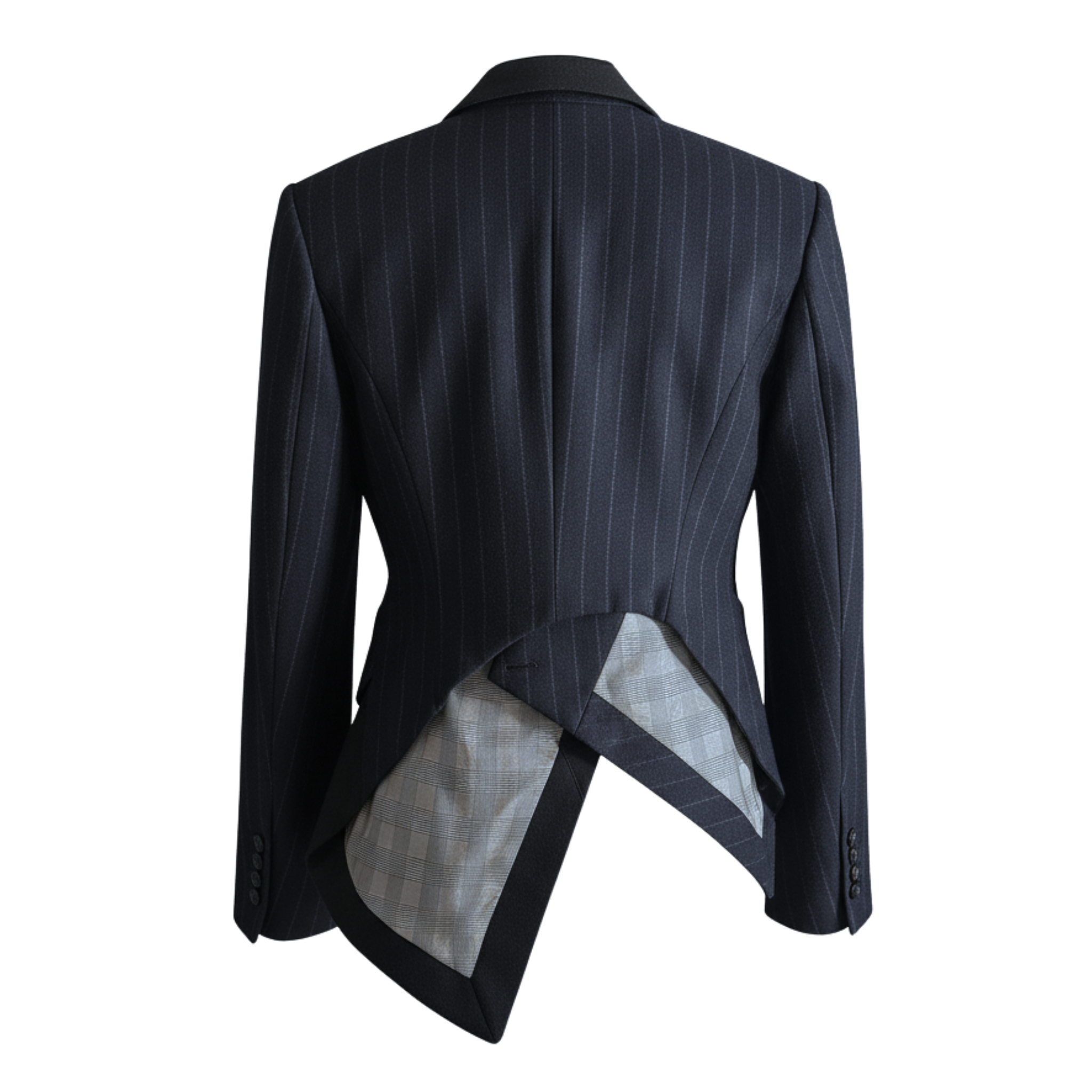 Tailory black pinstripe cropped blazer back view