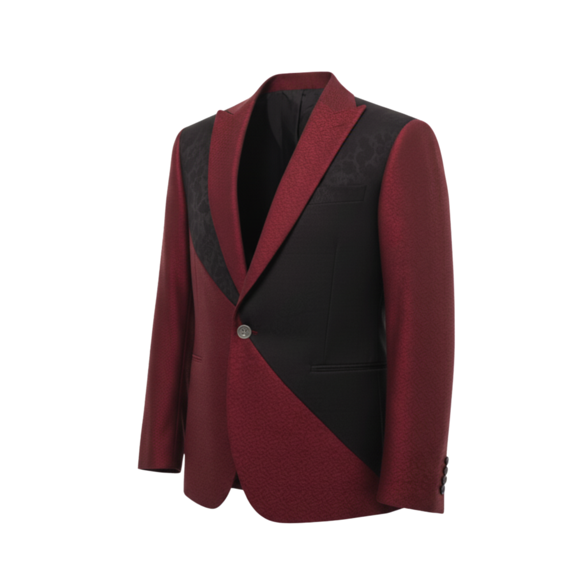 Red and black blazer on a white background