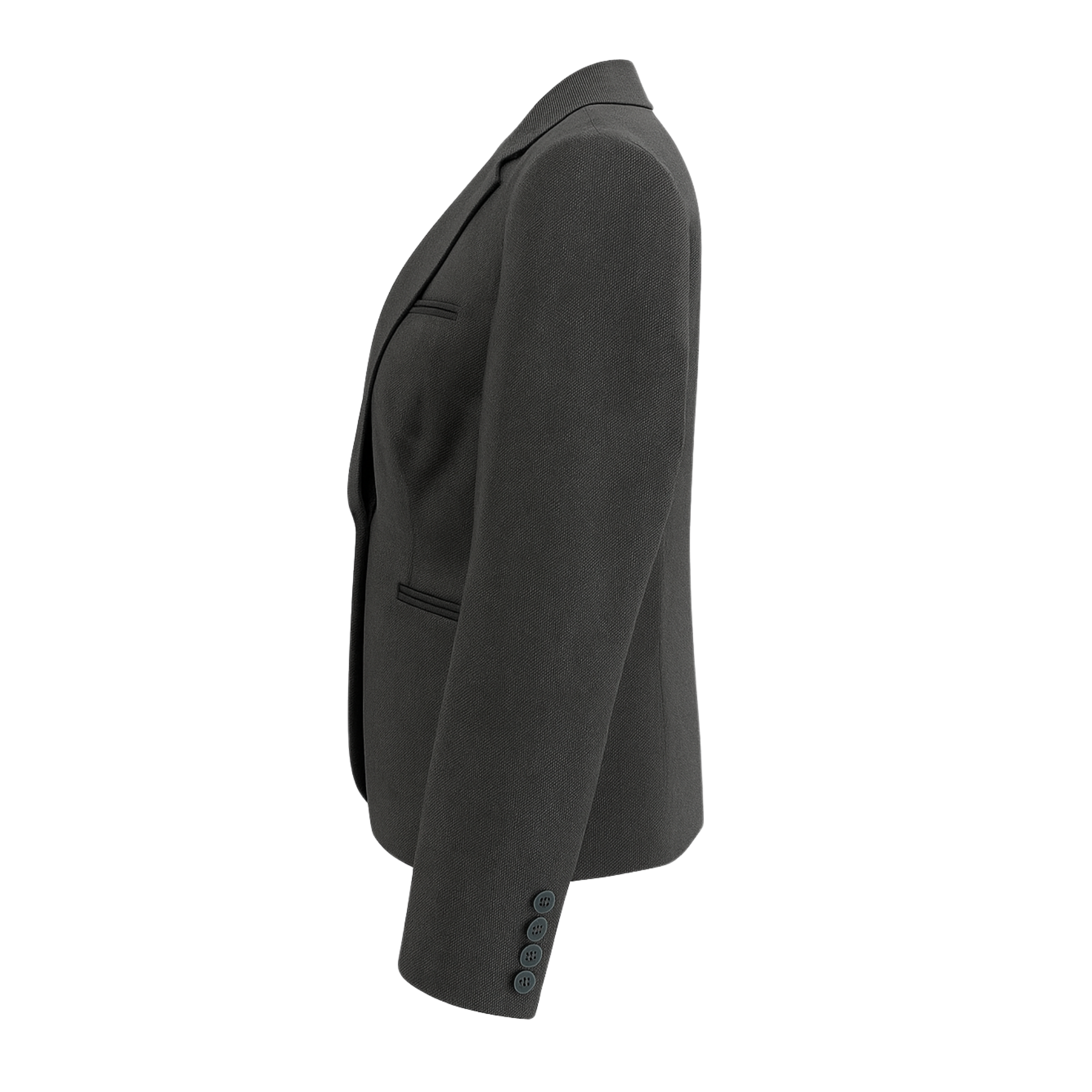 Tailory charcoal grey wool notch lapel blazer side view