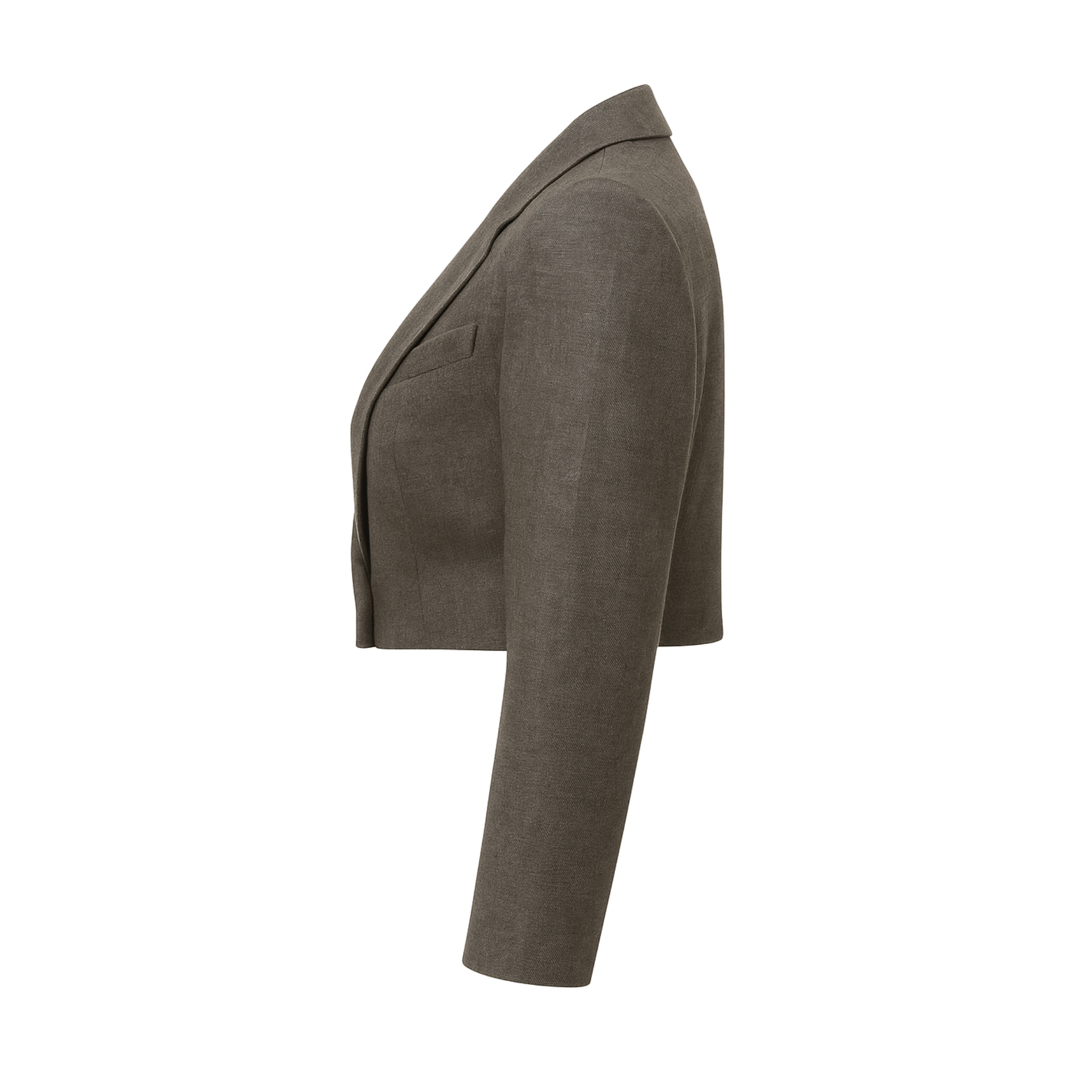 Tailory gray cropped 3/4 sleeve blazer side view