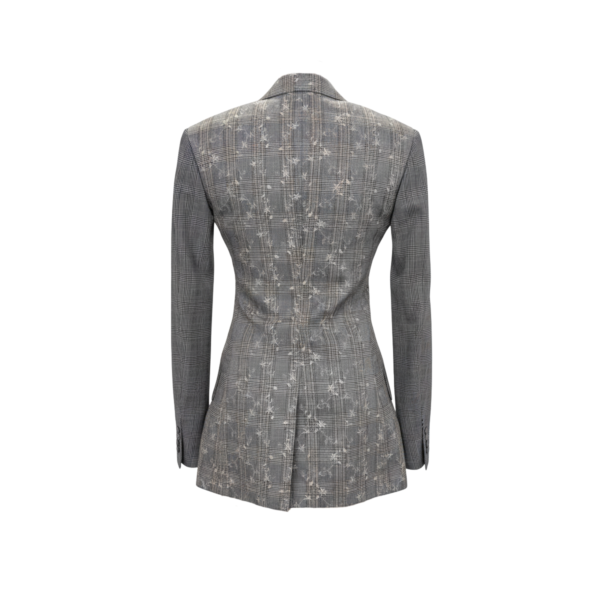 Tailory grey plaid tailored blazer back view