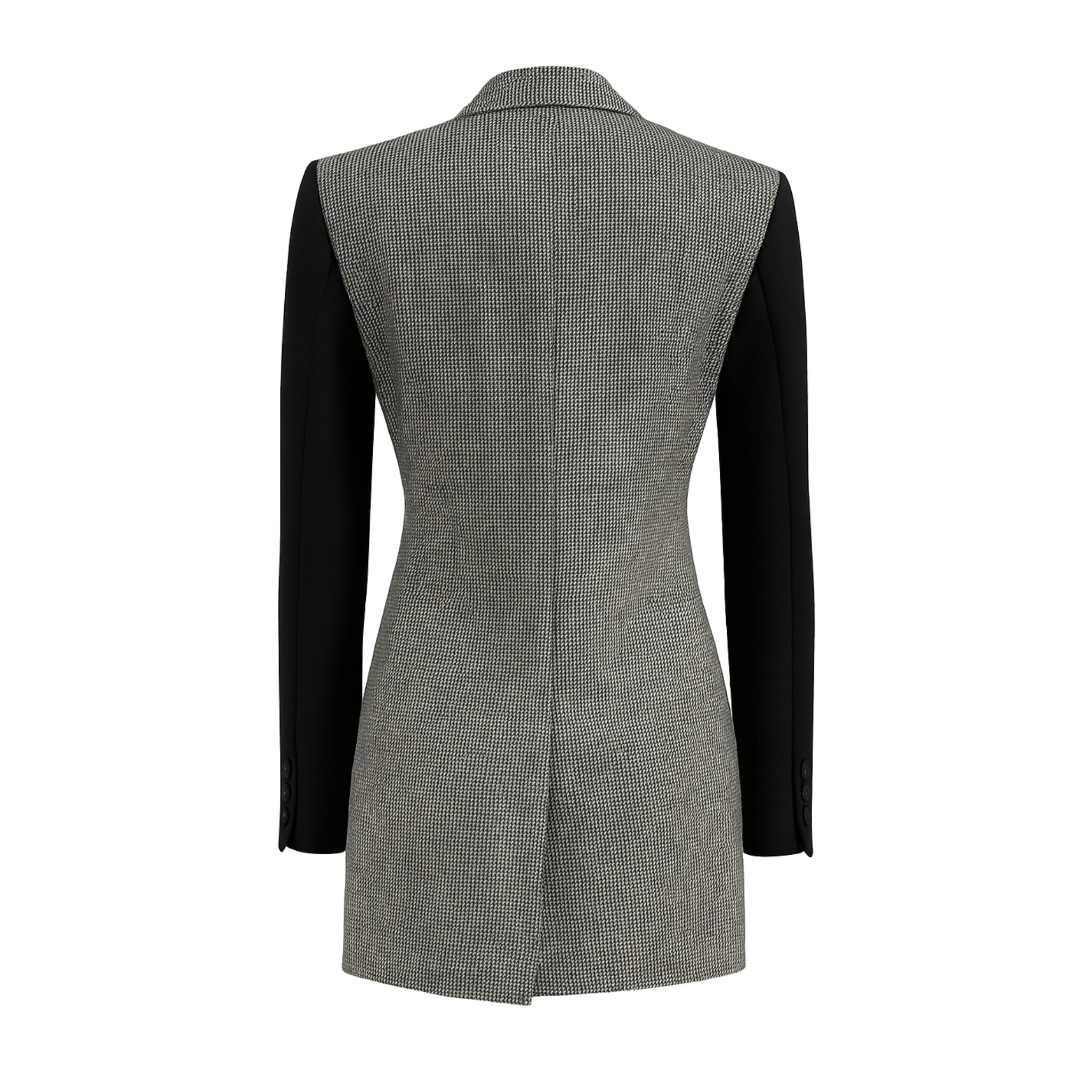 Tailory houndstooth/black color-block double-breasted blazer back view