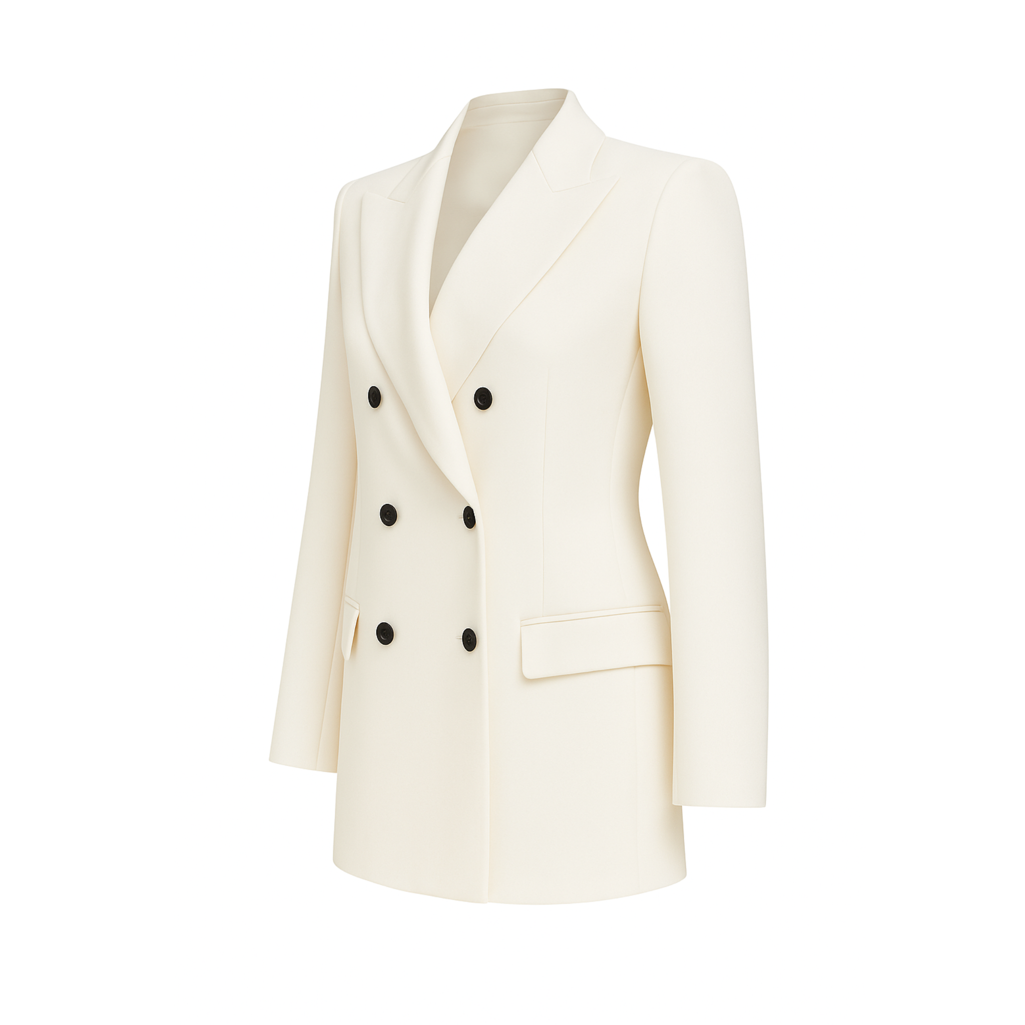 Tailory ivory double-breasted peak-lapel blazer side view
