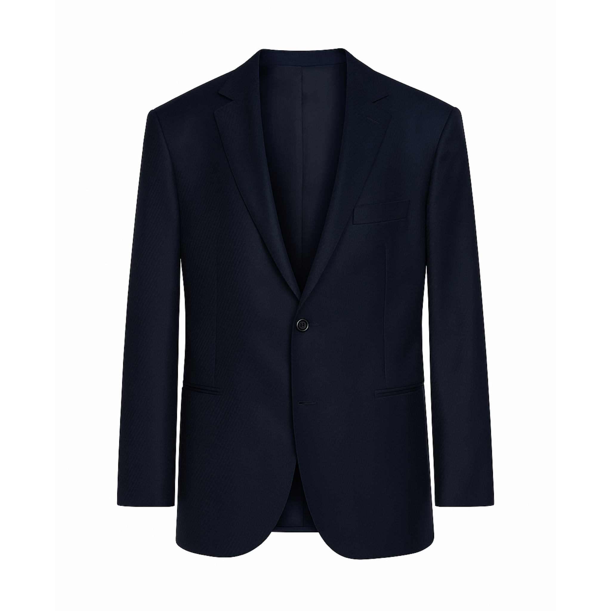 Tailory navy textured wool notch lapel blazer front view