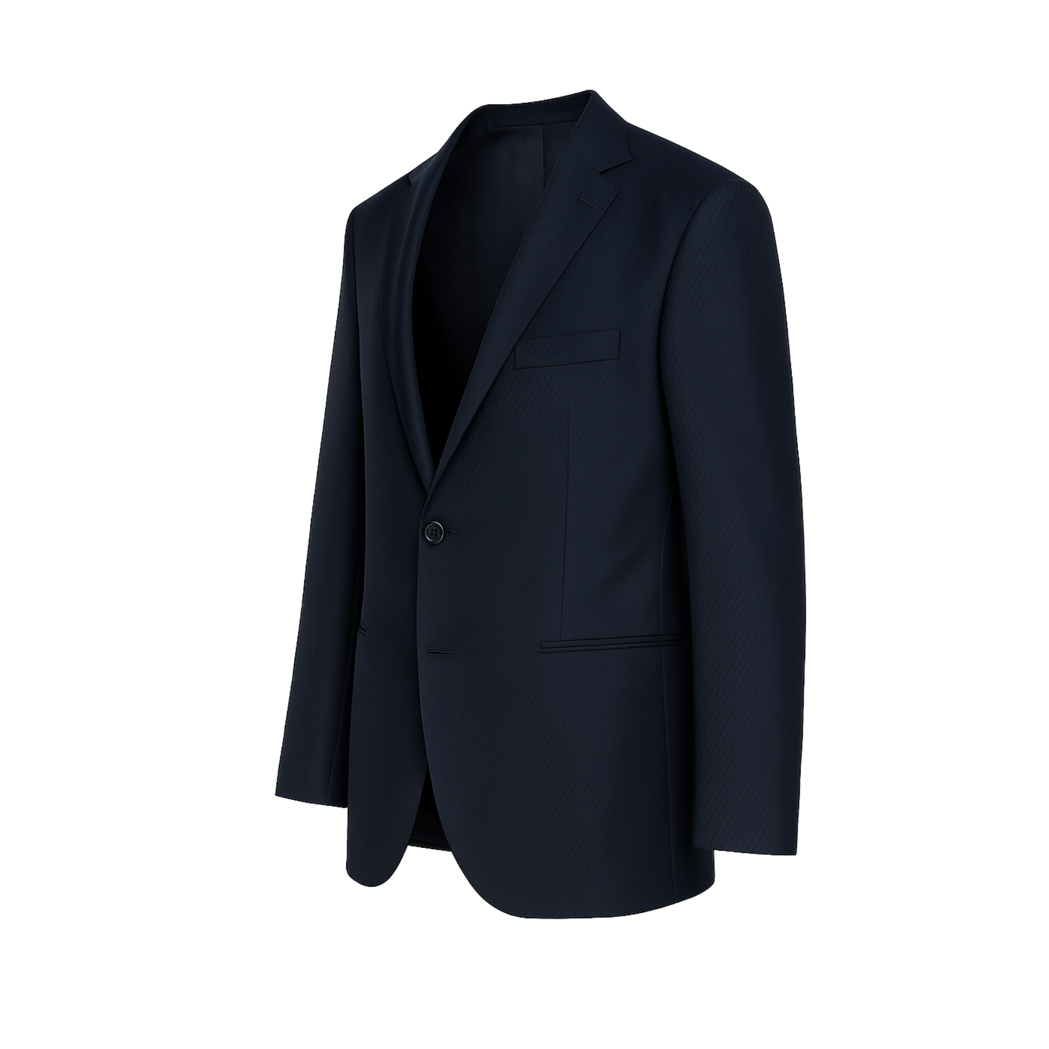 Tailory navy textured wool notch lapel blazer side view