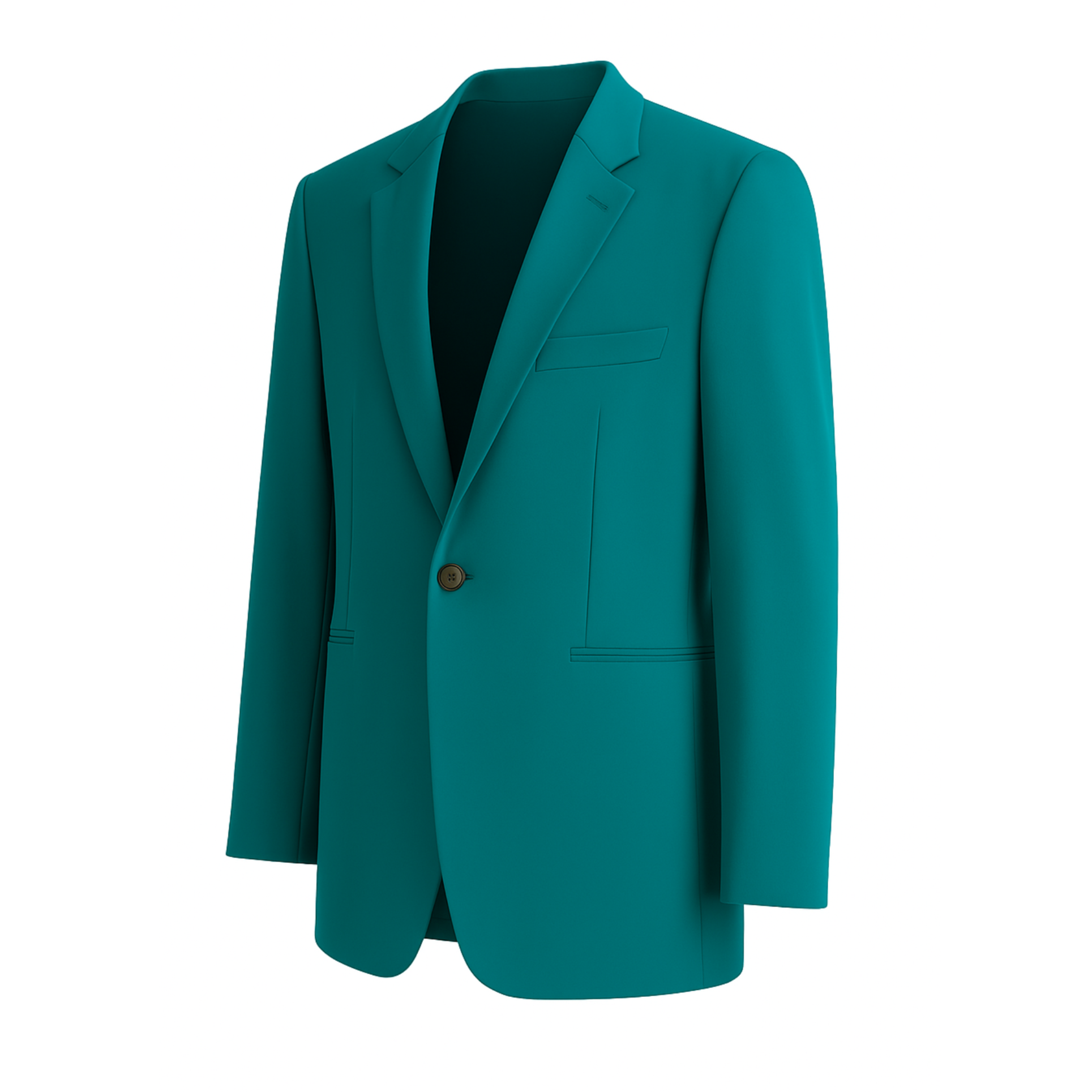 Tailory teal wool and silk faille single-breasted blazer side view