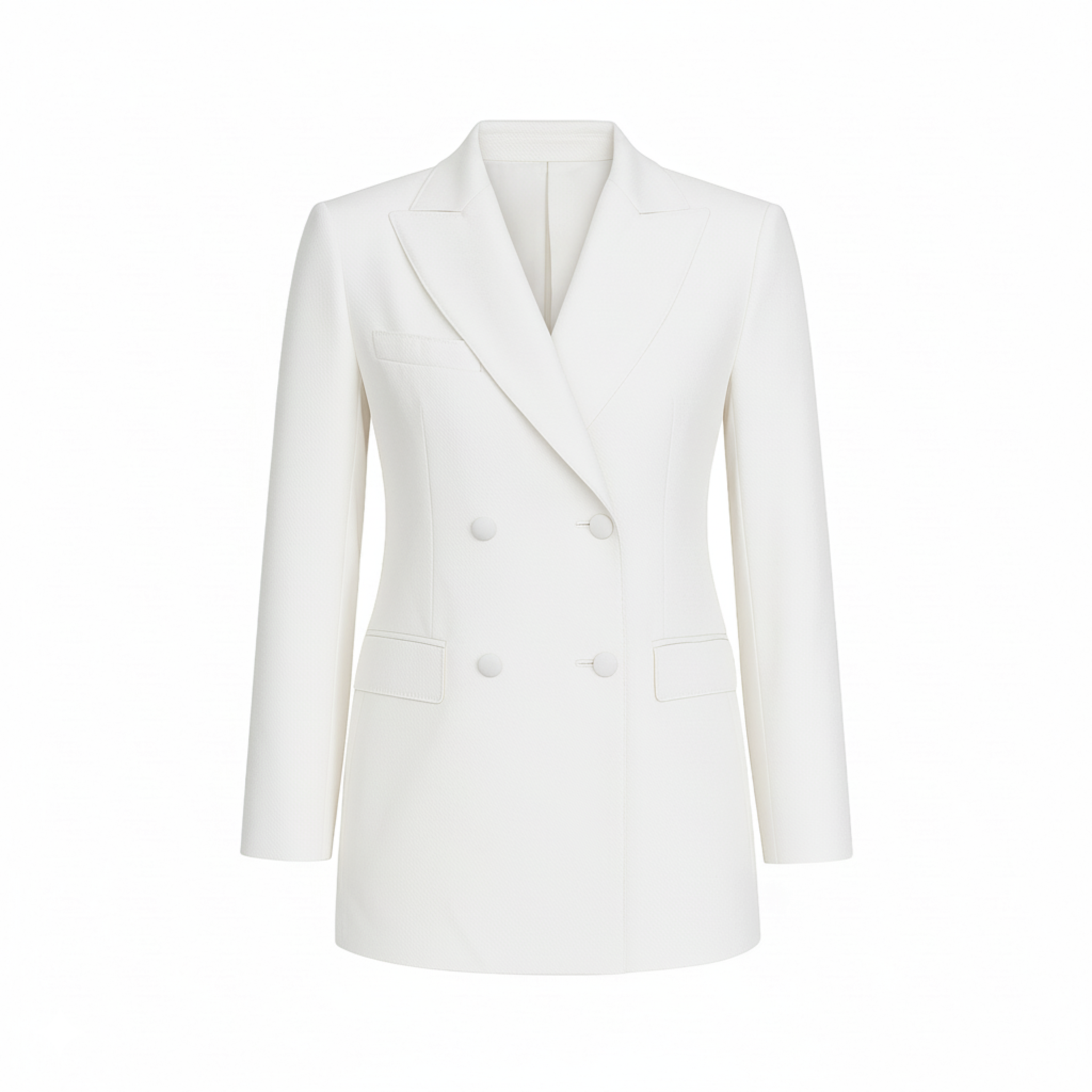 Tailory white peak lapel double-breasted blazer front view