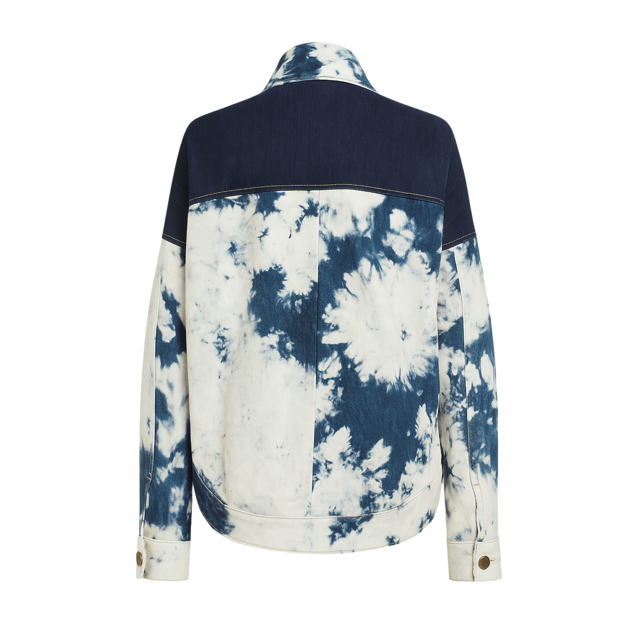 Tailory blue and white tie-dye denim jacket back view