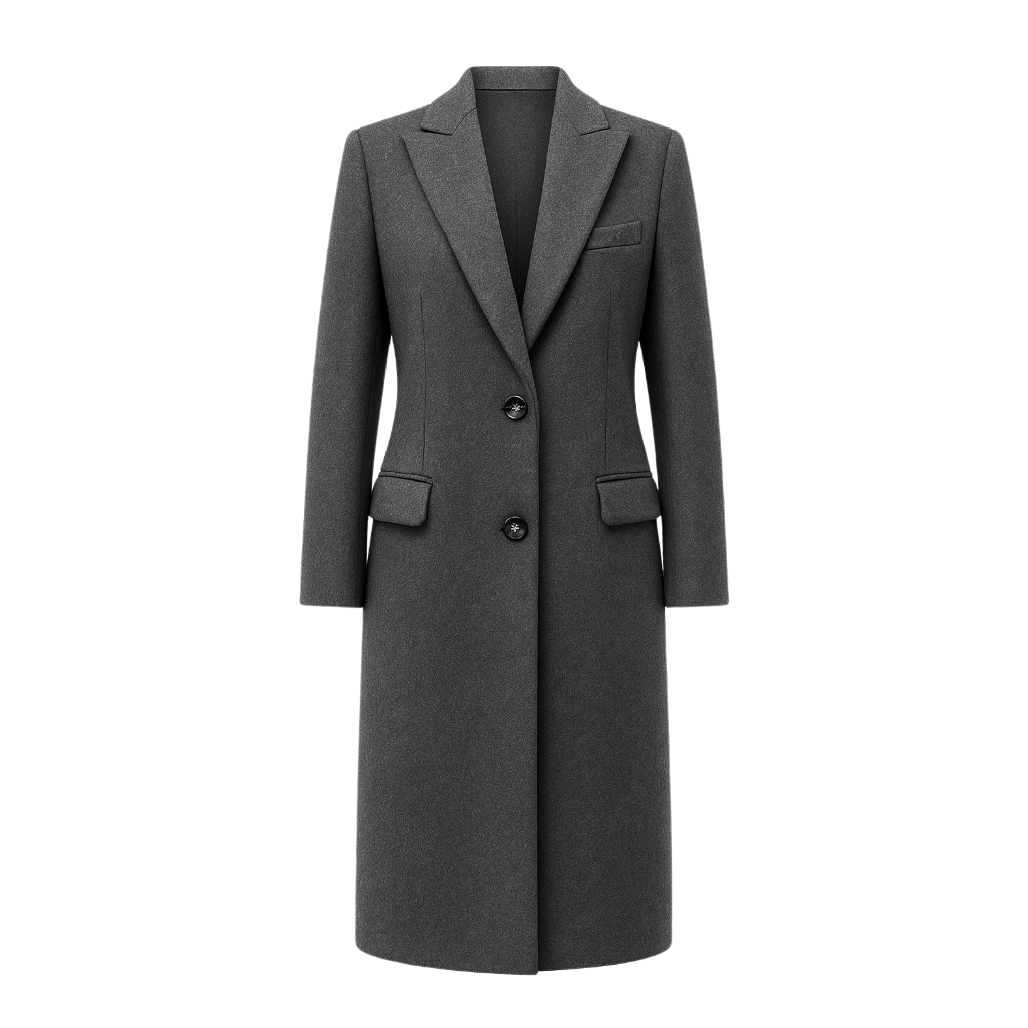 Tailory charcoal gray cashmere–alpaca overcoat front view