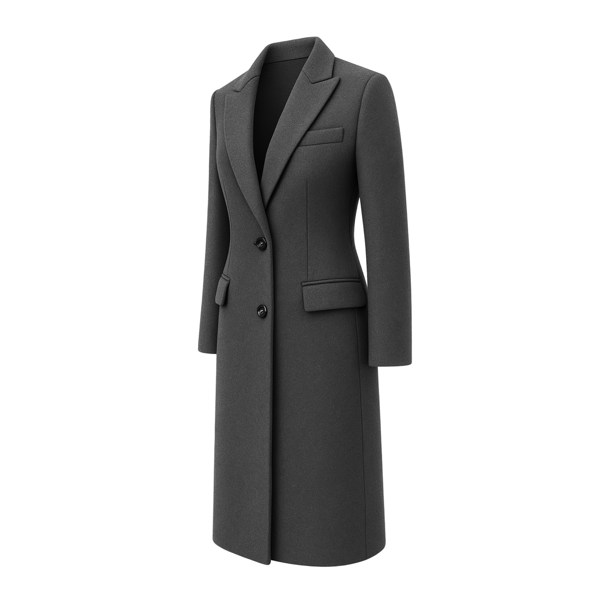 Tailory charcoal gray cashmere–alpaca overcoat side view