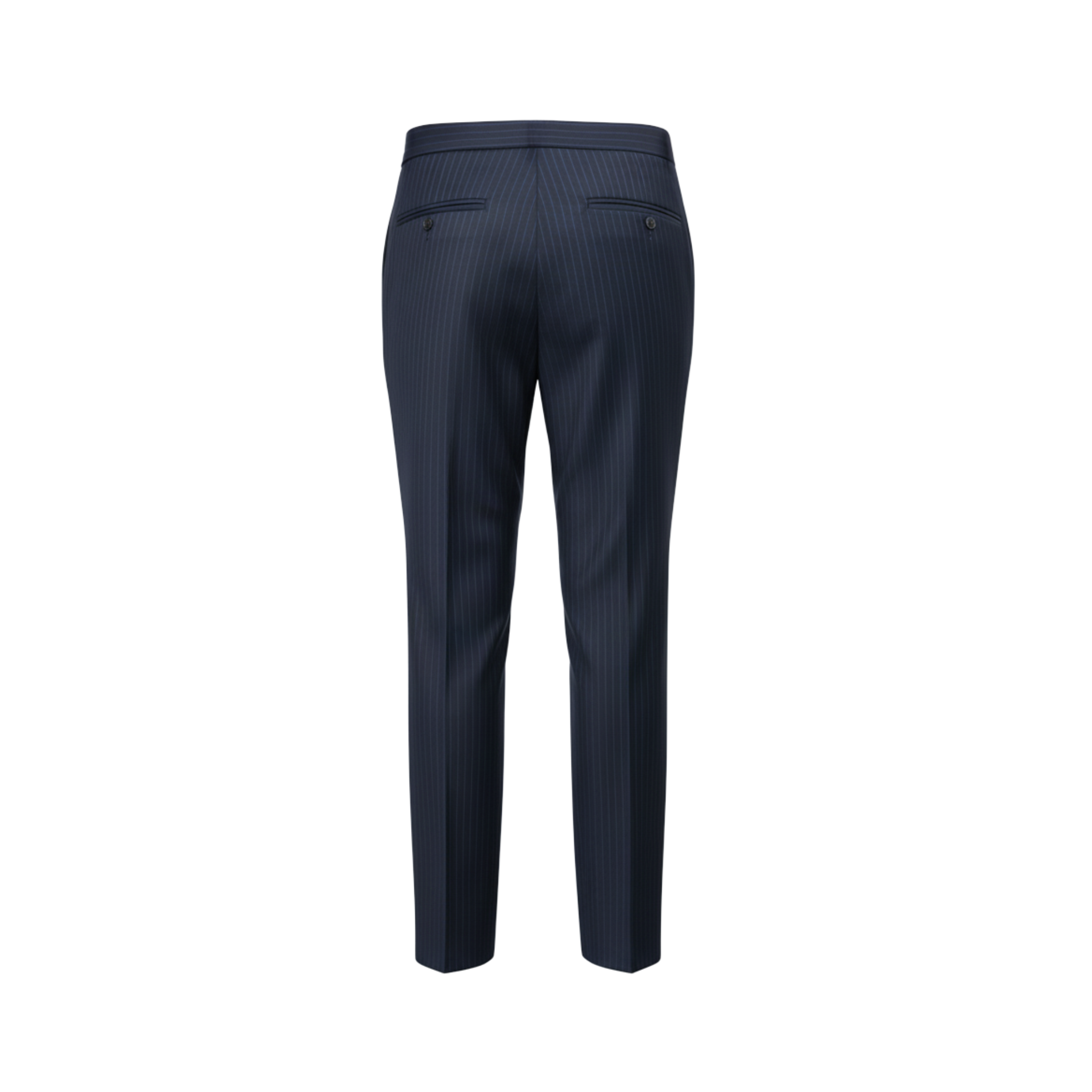 Tailory blue pinstripe wool trousers back view