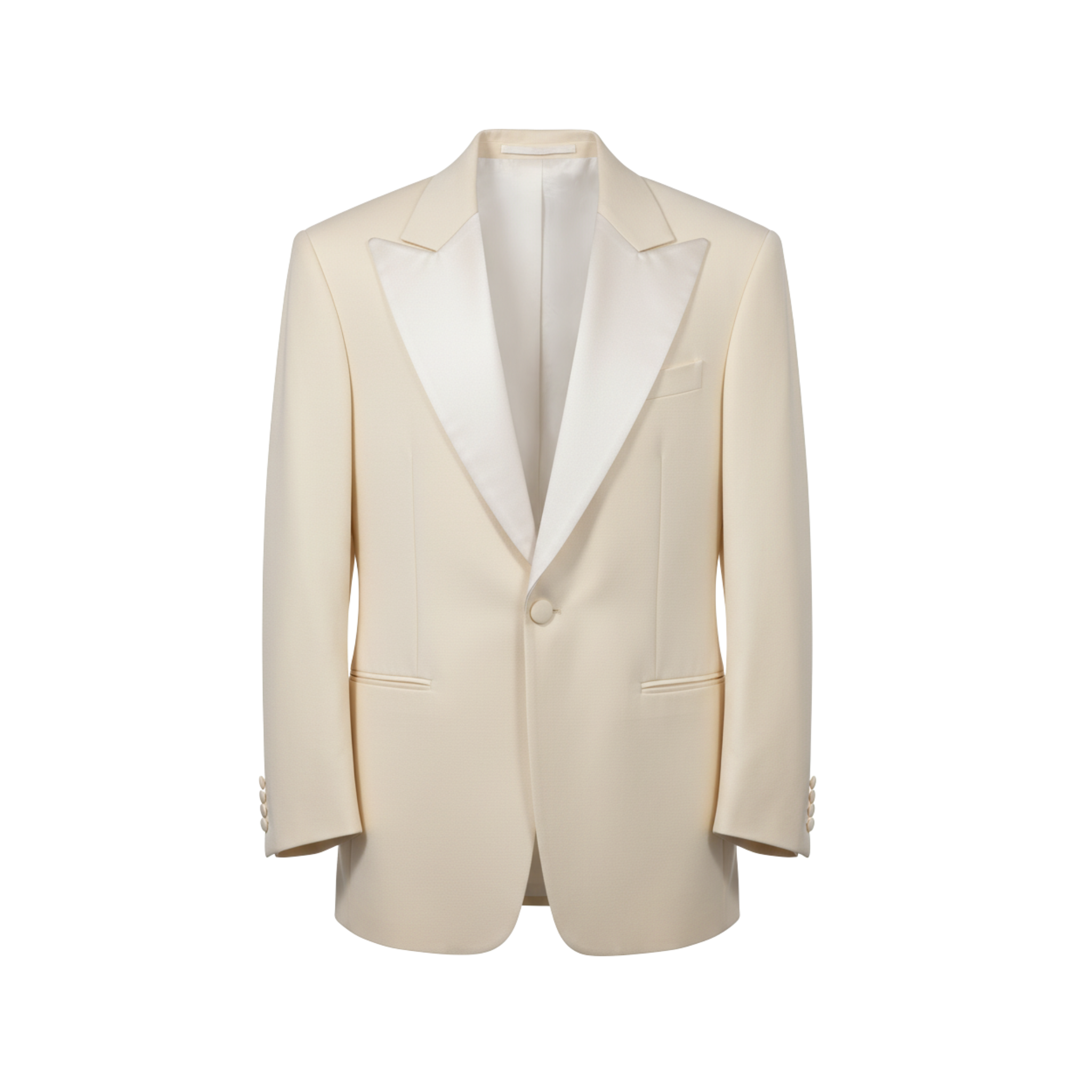 Tailory ivory tailored jacket with wide satin peak lapels front view