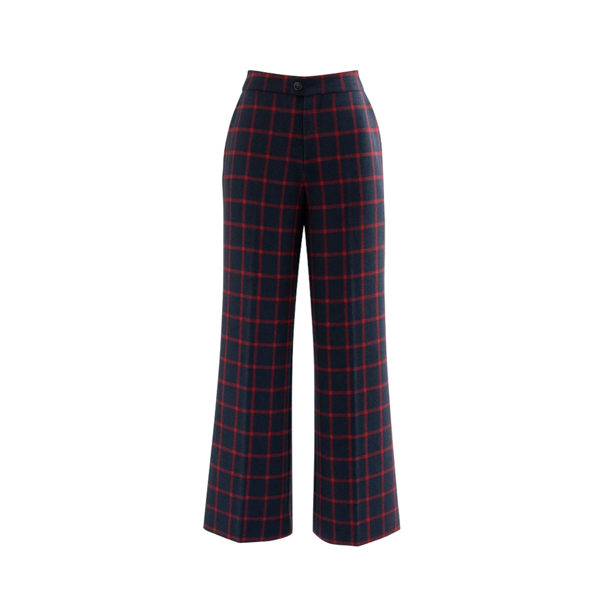 Tailory navy/red windowpane wide-leg trouser front view